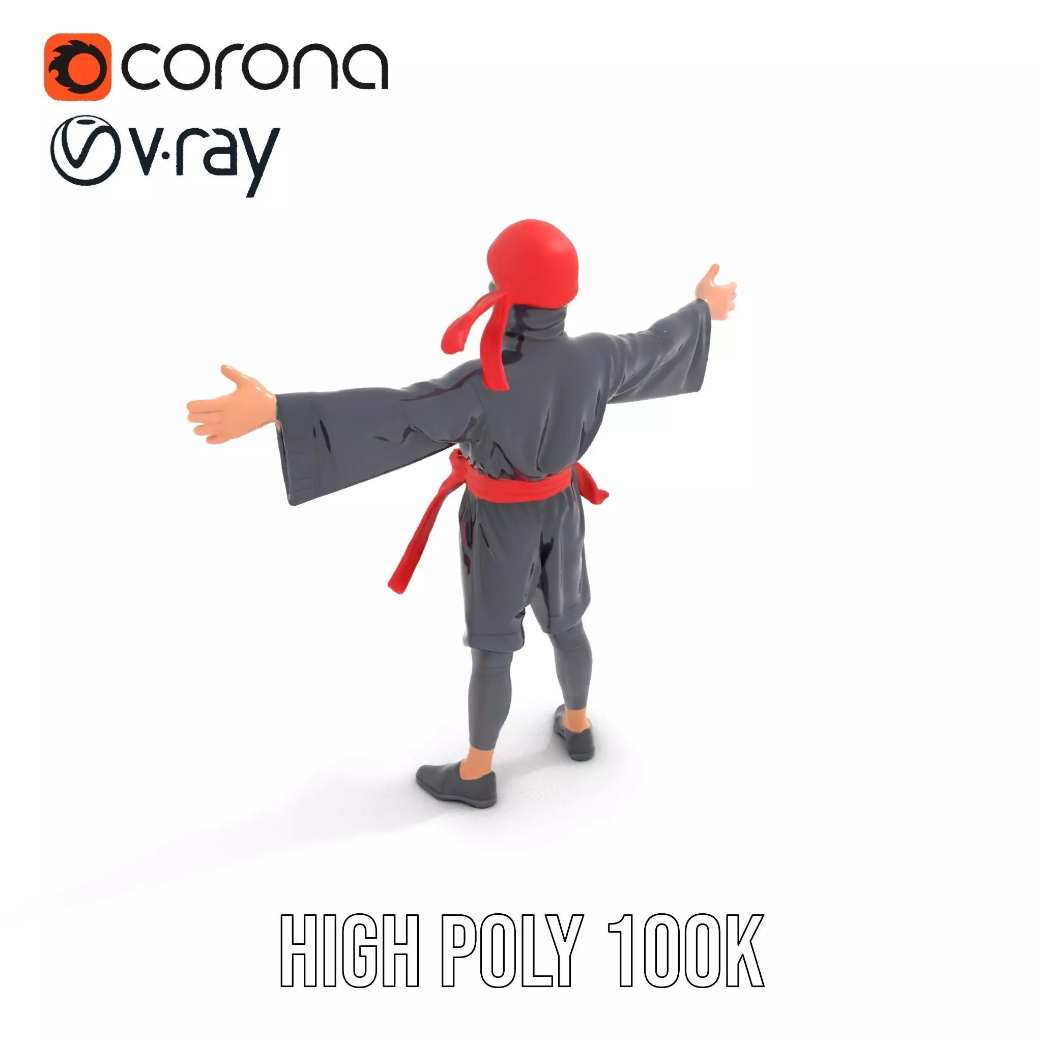 Ninja Character Model Pack with PBR Textures Low-poly 3D model_9