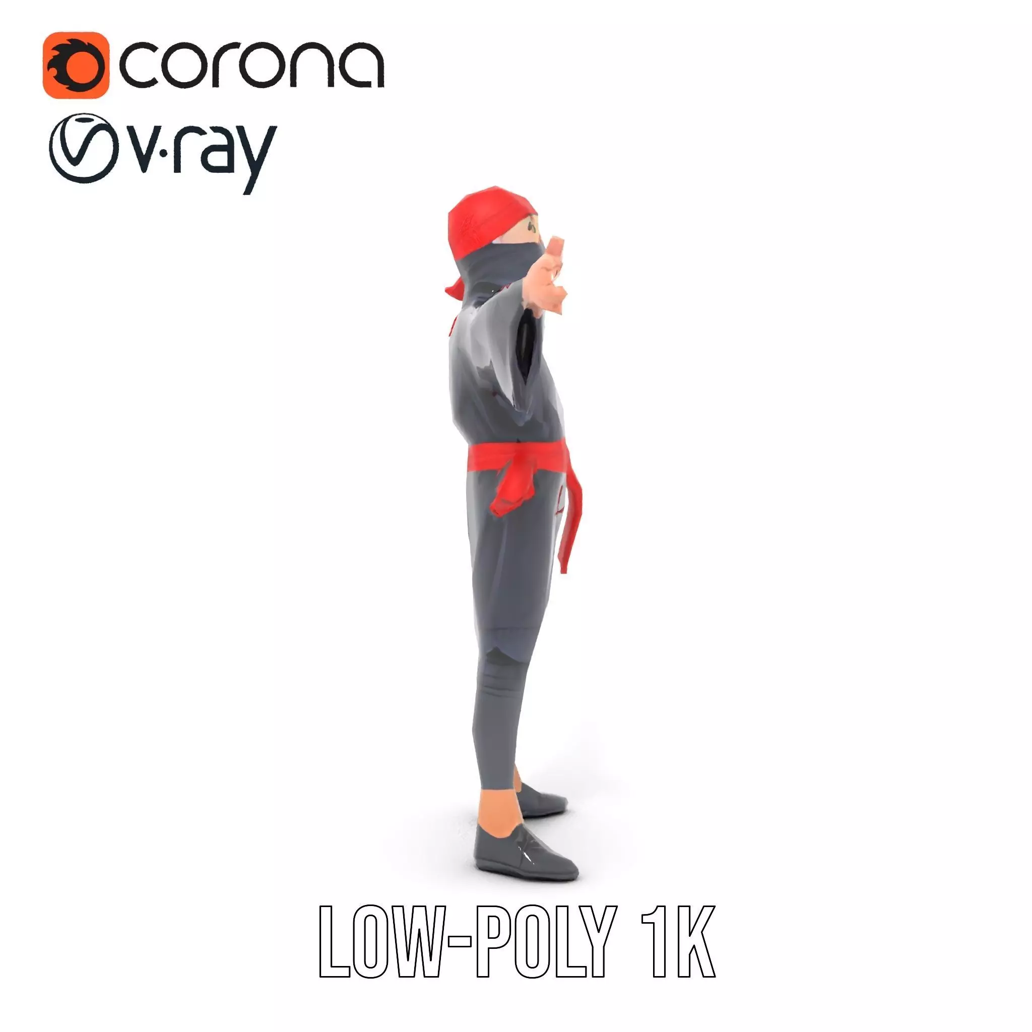 Ninja Character Model Pack with PBR Textures Low-poly 3D model_19