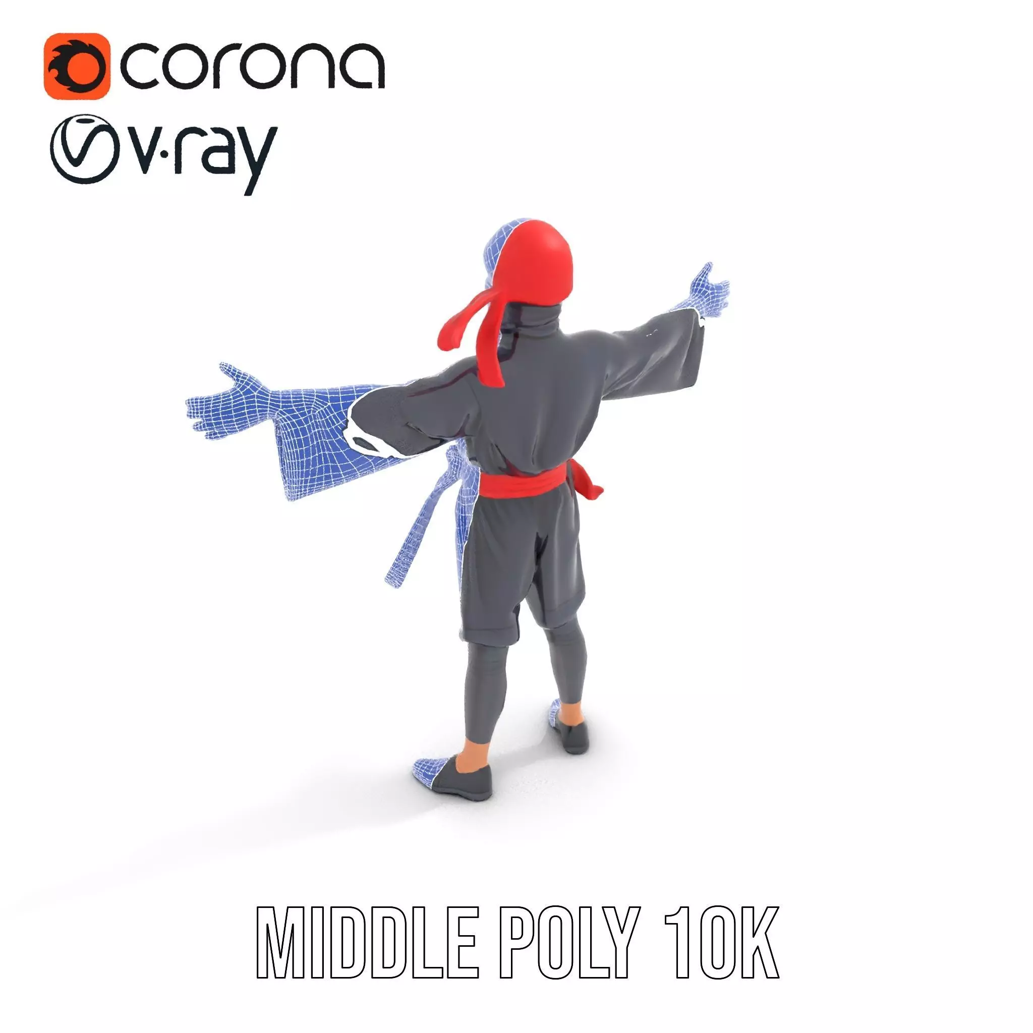 Ninja Character Model Pack with PBR Textures Low-poly 3D model_6