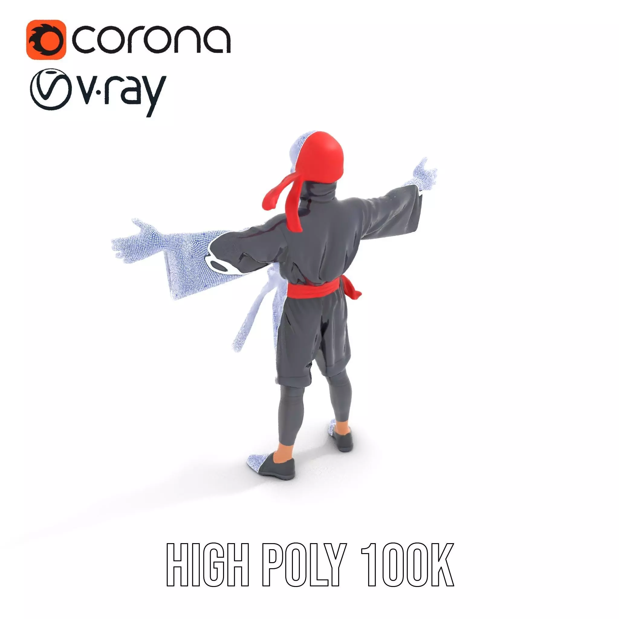 Ninja Character Model Pack with PBR Textures Low-poly 3D model_29