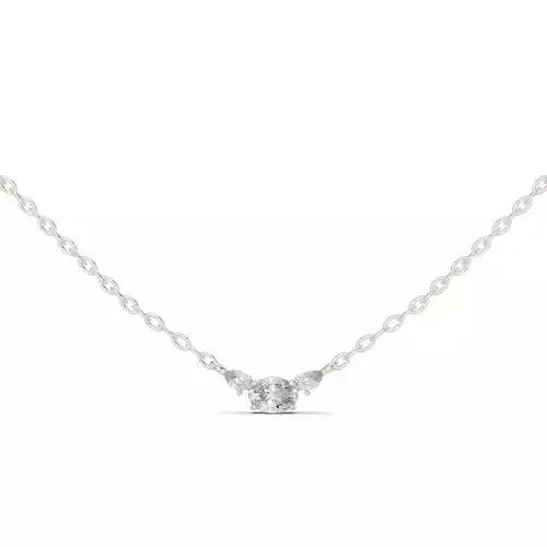 Oval Pear Three Diamond Pendant Woman Necklace 3dm STL Video