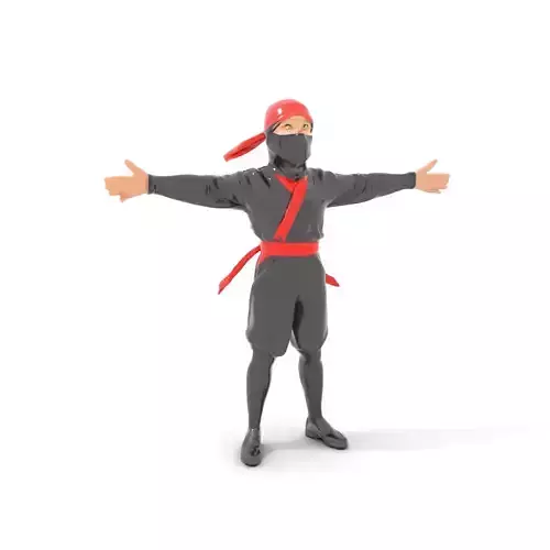 Ninja Character Model Pack with Black Outfit Low-poly 3D model
