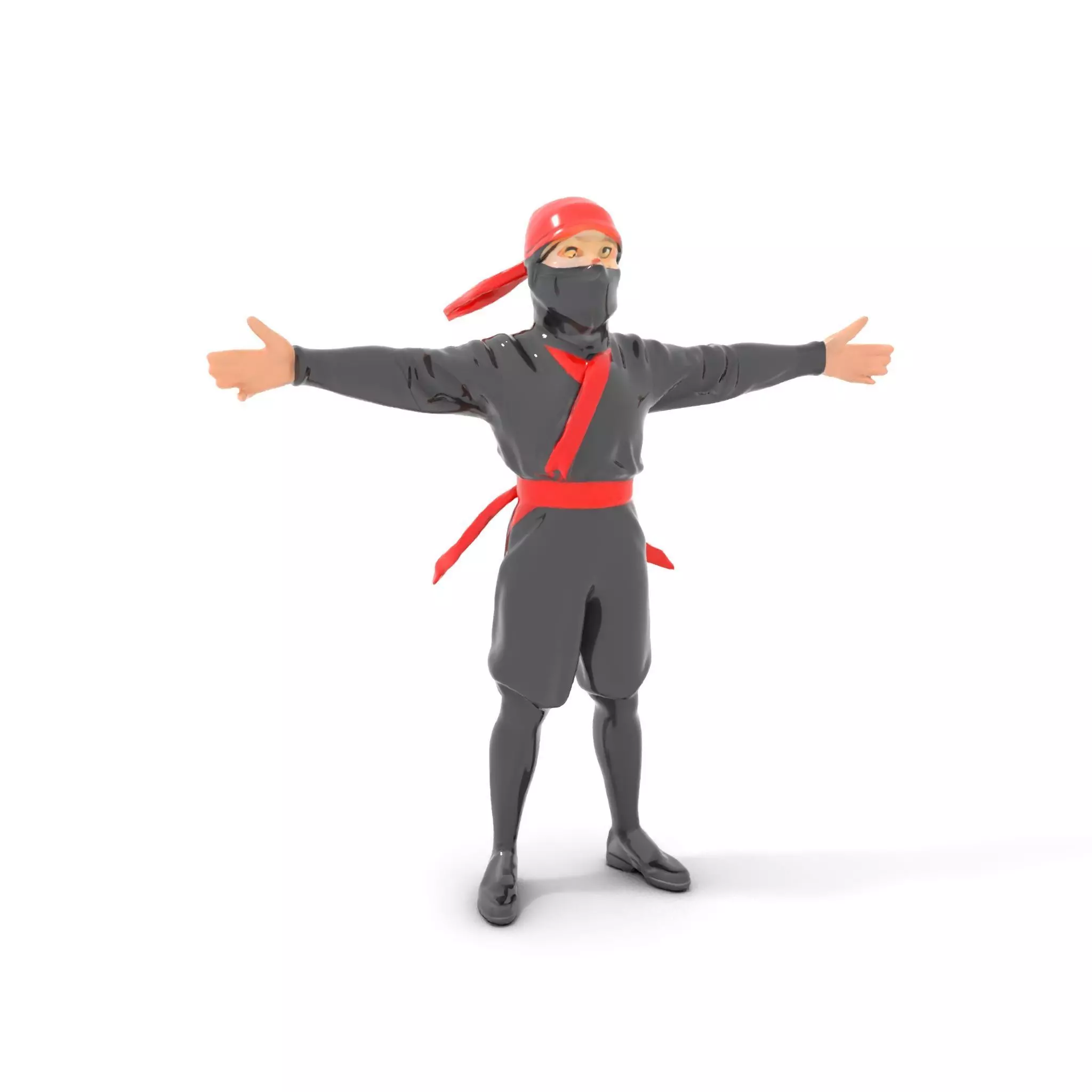 Ninja Character Model Pack with Black Outfit Low-poly 3D model_0