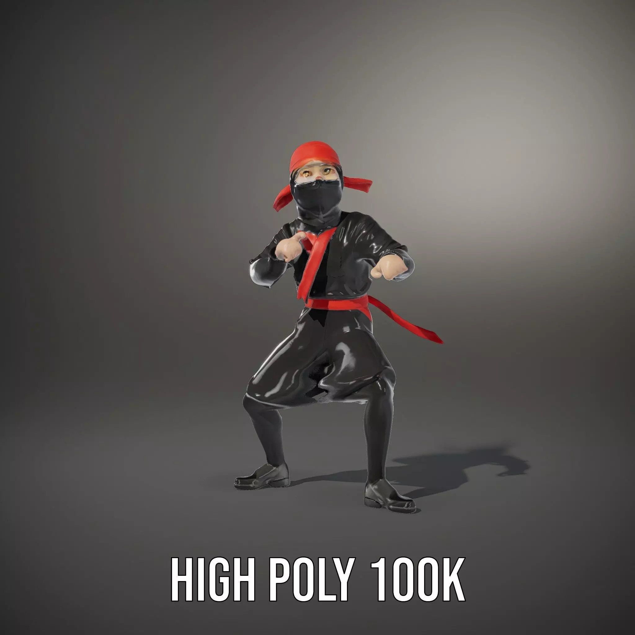 Ninja Character Model Pack with Black Outfit Low-poly 3D model_22
