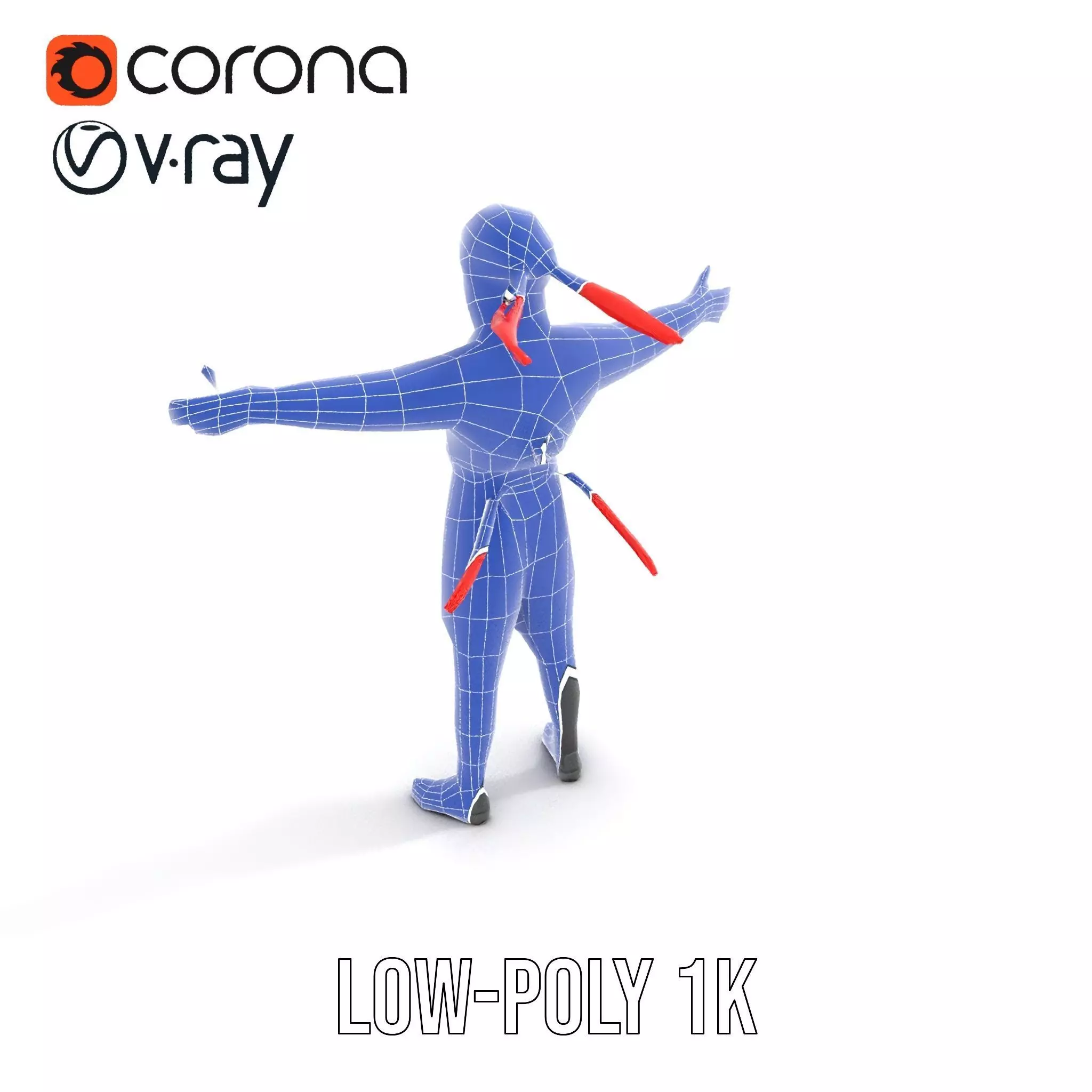 Ninja Character Model Pack with Black Outfit Low-poly 3D model_27