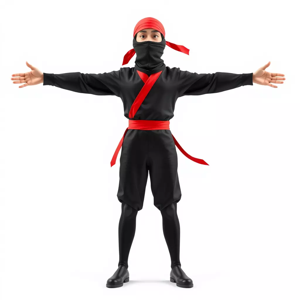 Ninja Character Model Pack with Black Outfit Low-poly 3D model_2