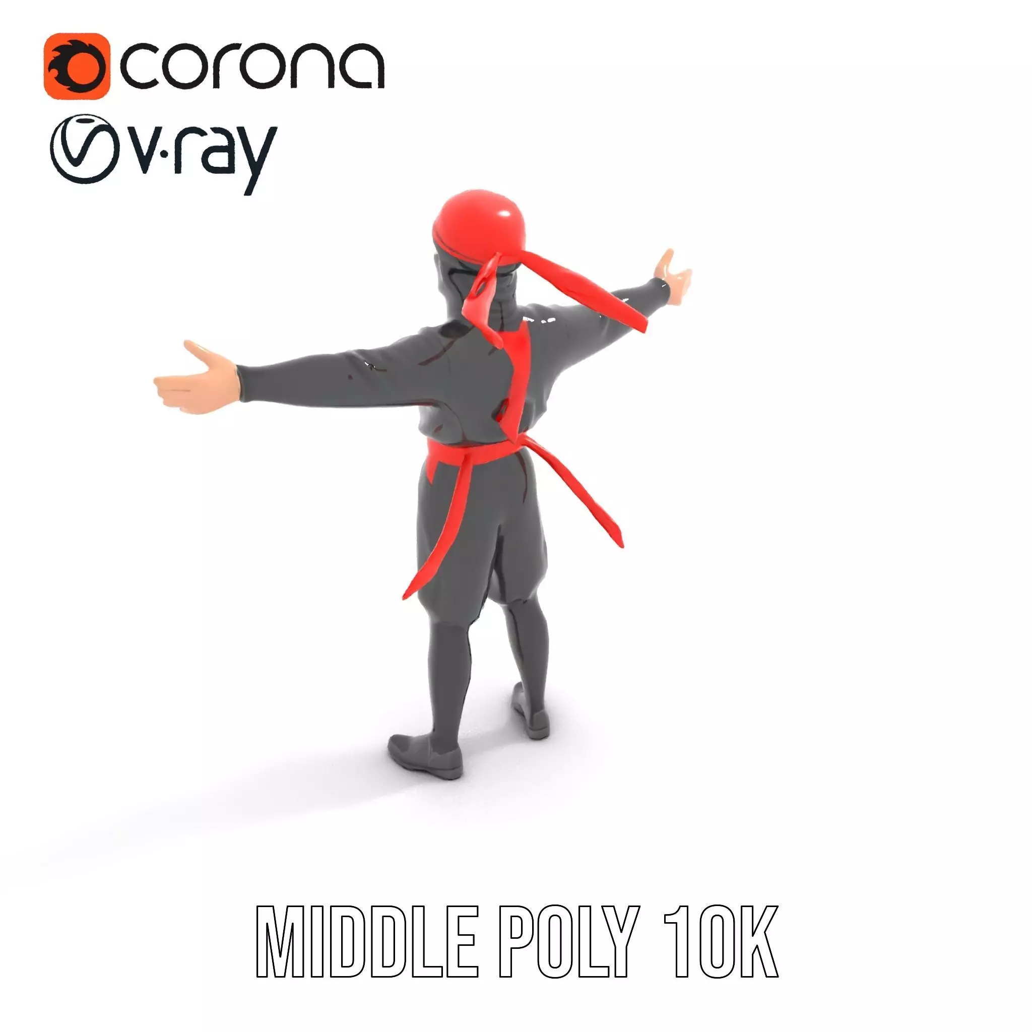 Ninja Character Model Pack with Black Outfit Low-poly 3D model_15