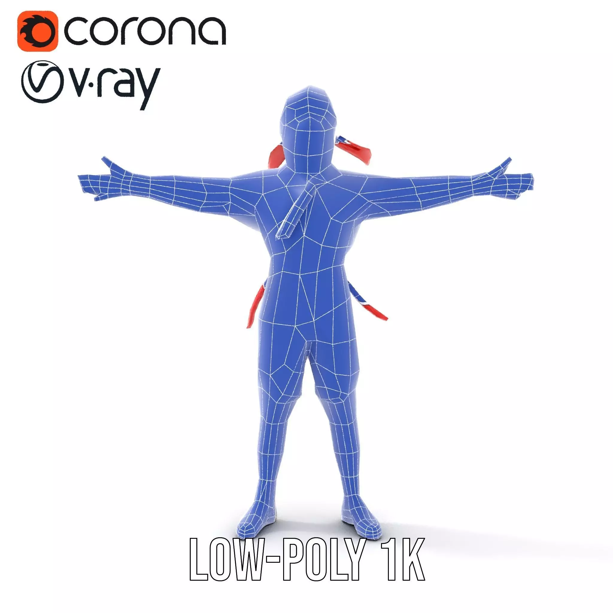 Ninja Character Model Pack with Black Outfit Low-poly 3D model_21