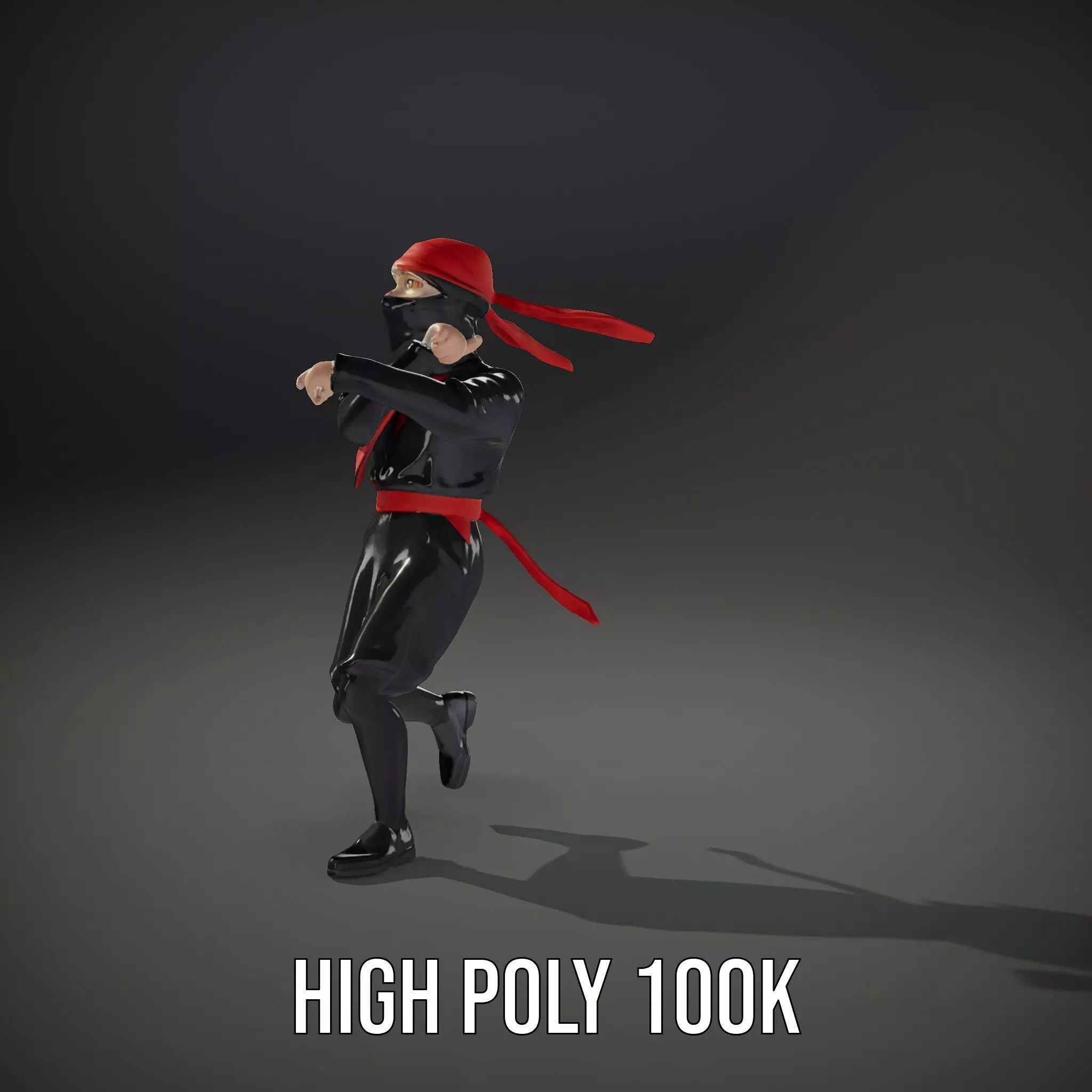 Ninja Character Model Pack with Black Outfit Low-poly 3D model_17