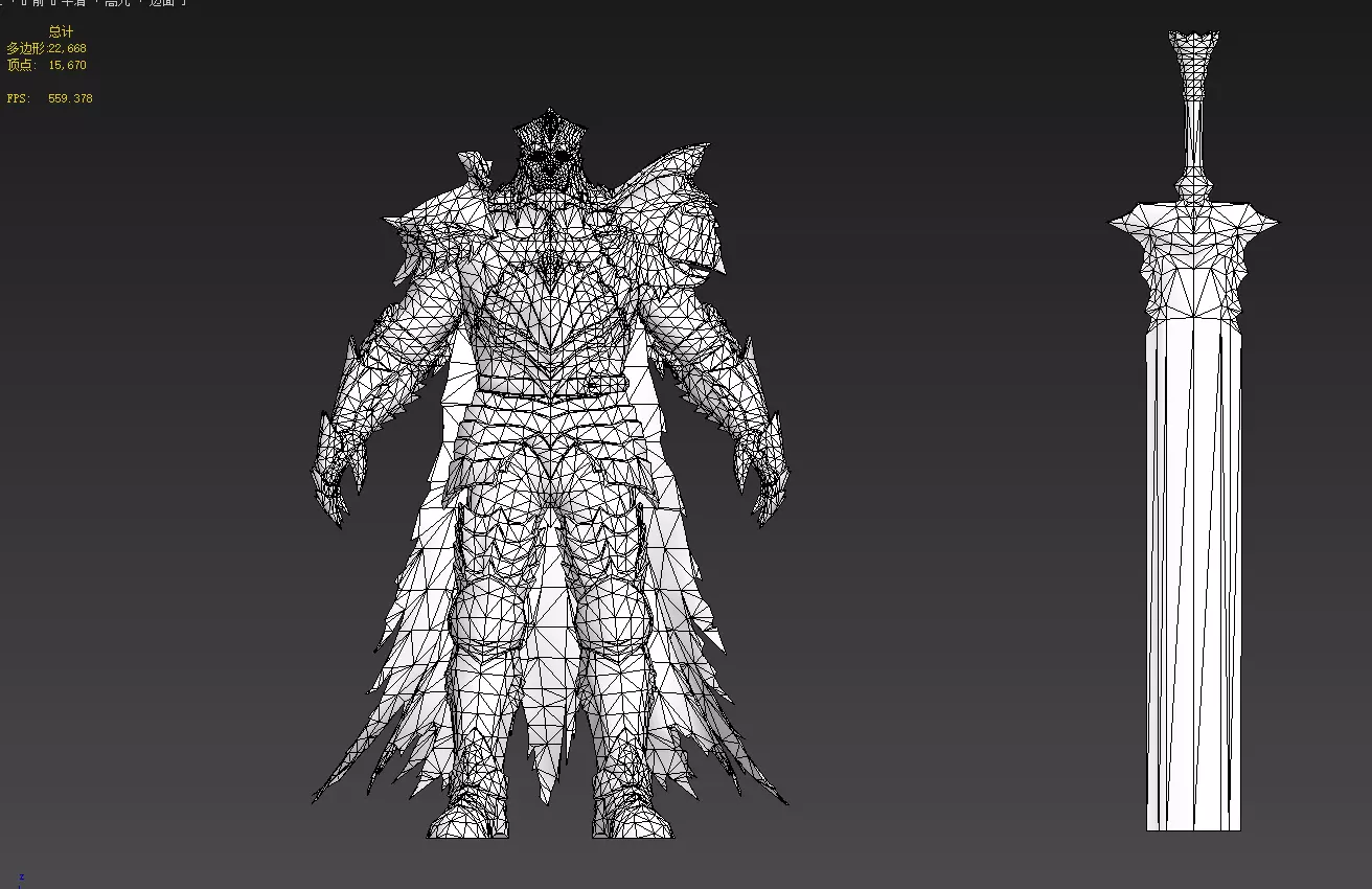 Necromancer sword warrior Low-poly 3D model_19