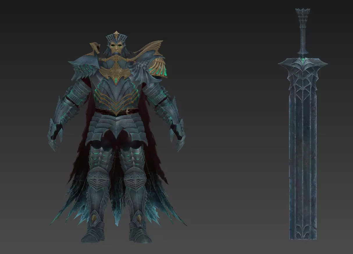 Necromancer sword warrior Low-poly 3D model_18