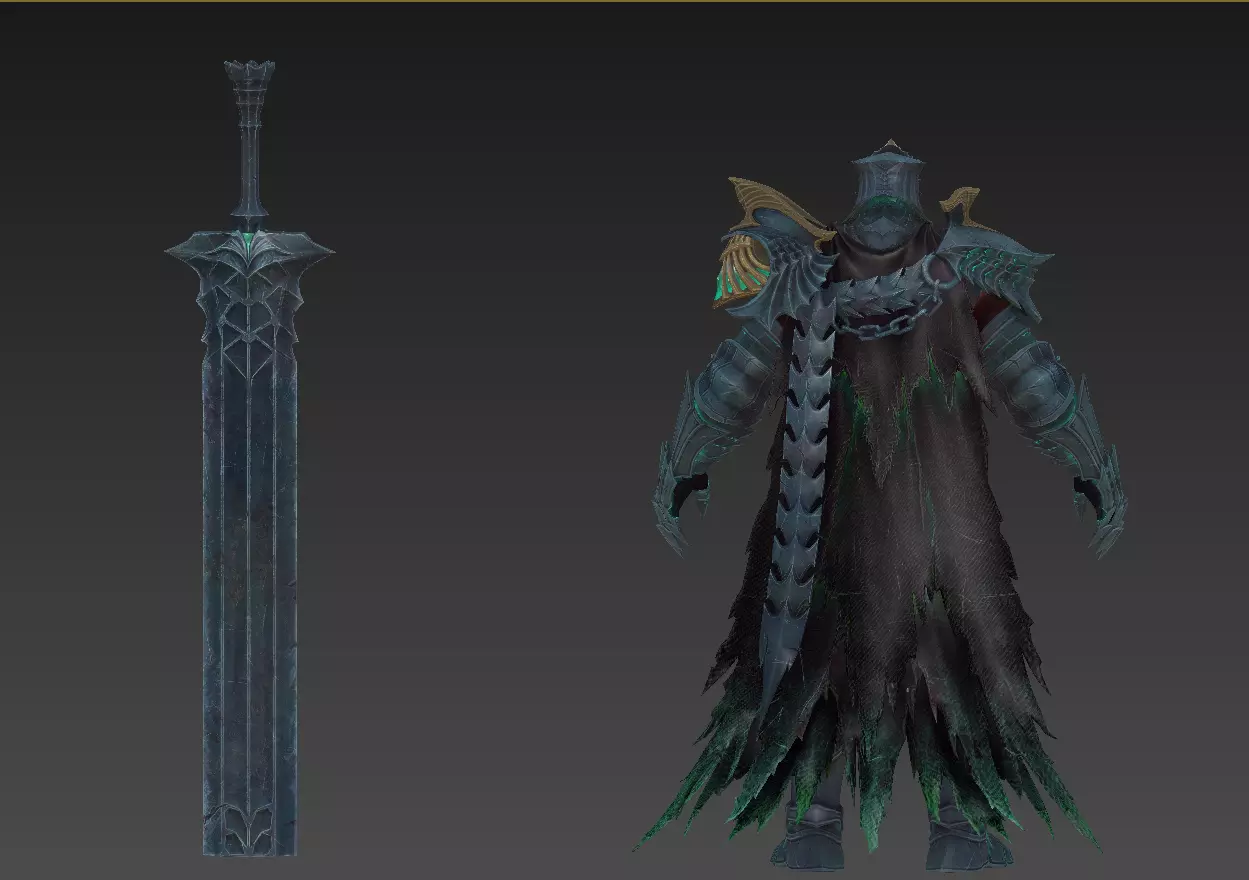Necromancer sword warrior Low-poly 3D model_9