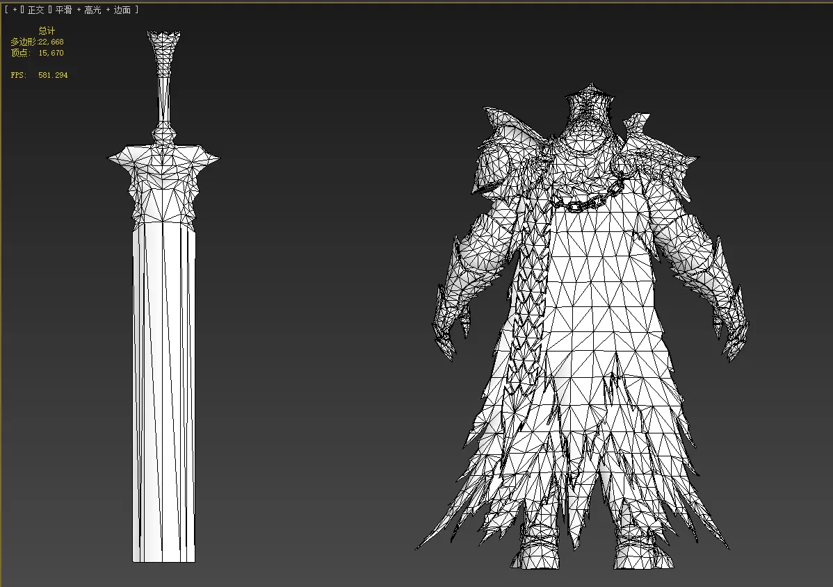 Necromancer sword warrior Low-poly 3D model_22