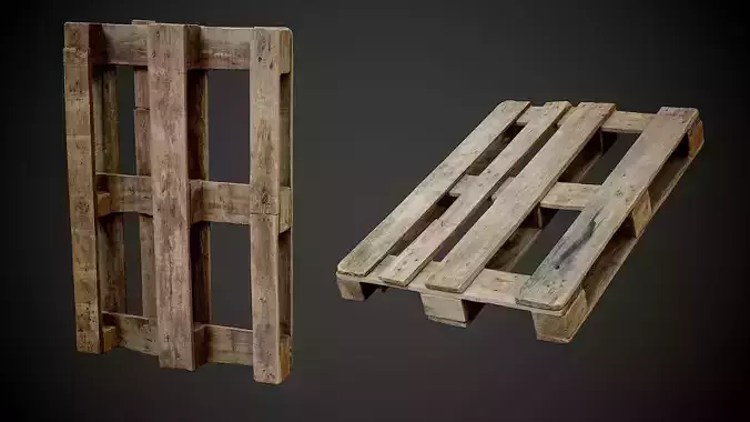 Wooden Pallet Old Cargo Platform Game Ready Photogrammetry Asset