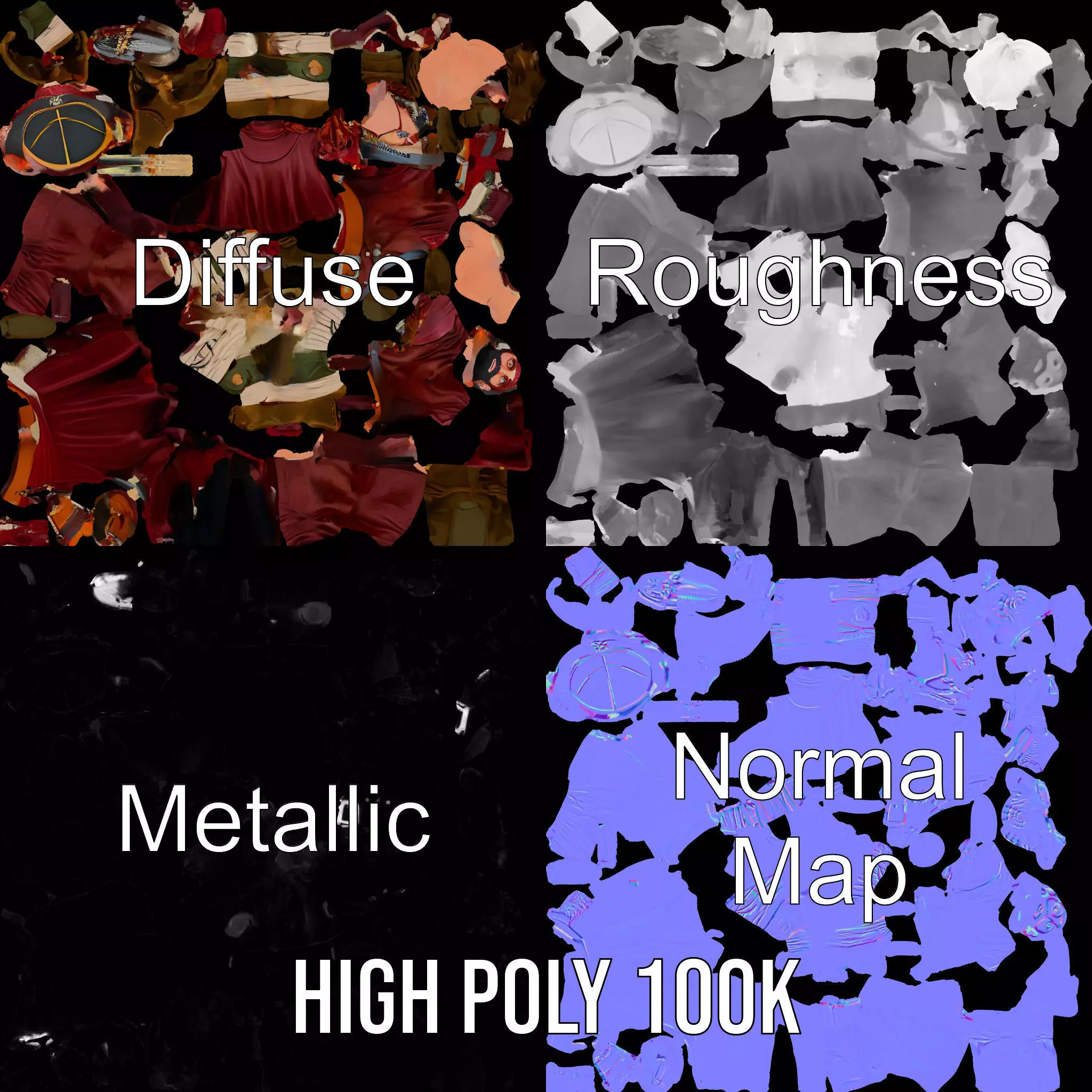 Pirate Character Model Pack with Detailed Garments Low-poly 3D model_4