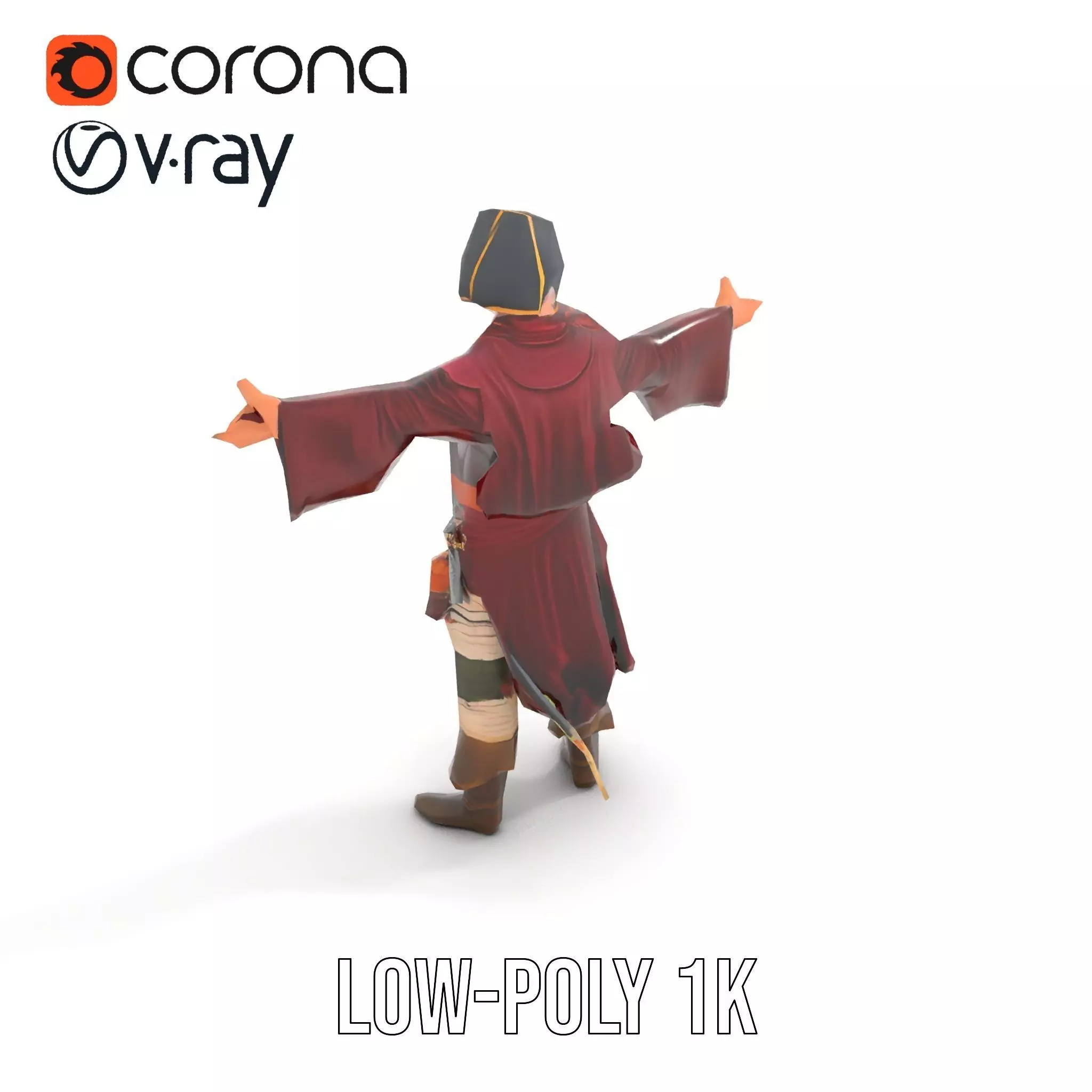Pirate Character Model Pack with Detailed Garments Low-poly 3D model_8
