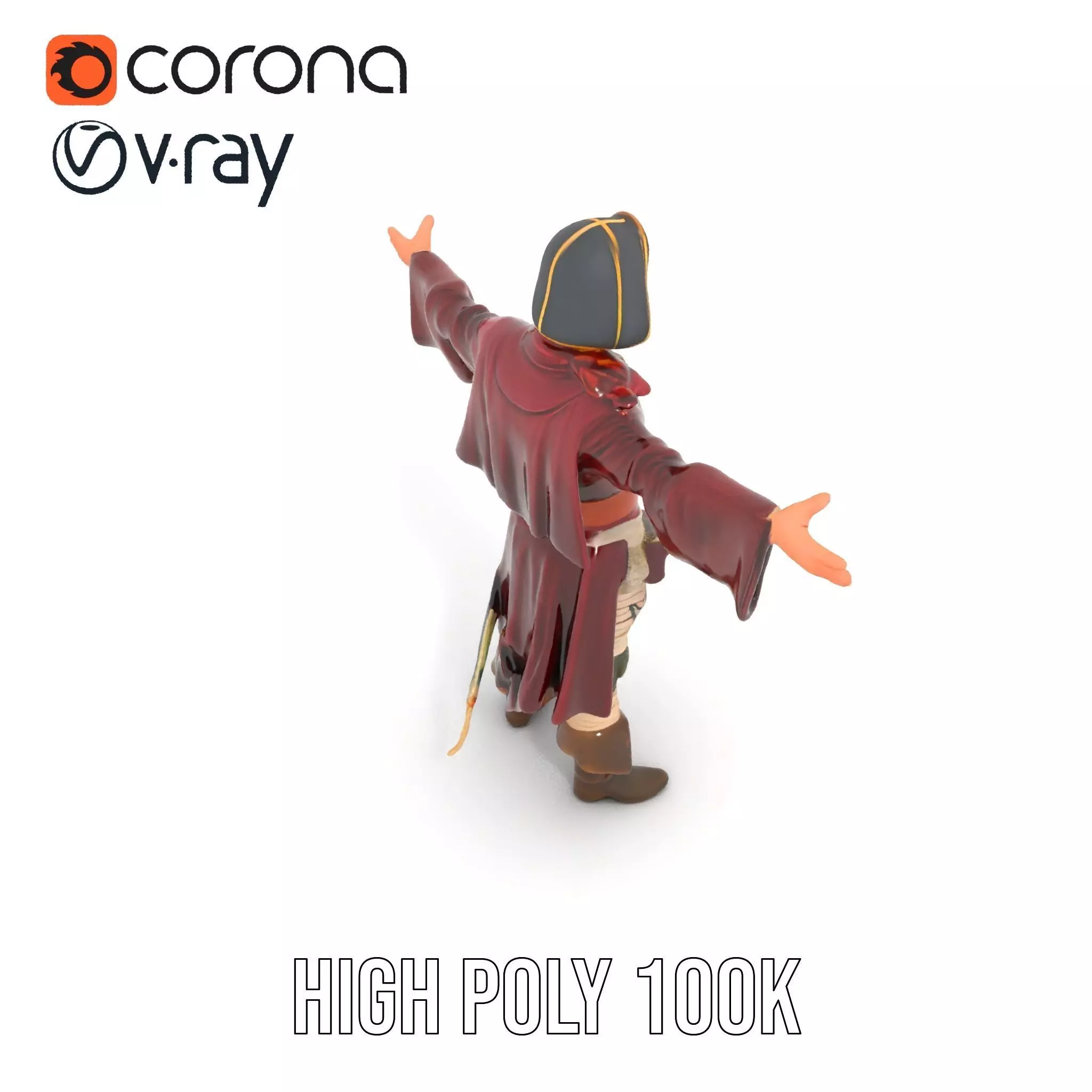 Pirate Character Model Pack with Detailed Garments Low-poly 3D model_26
