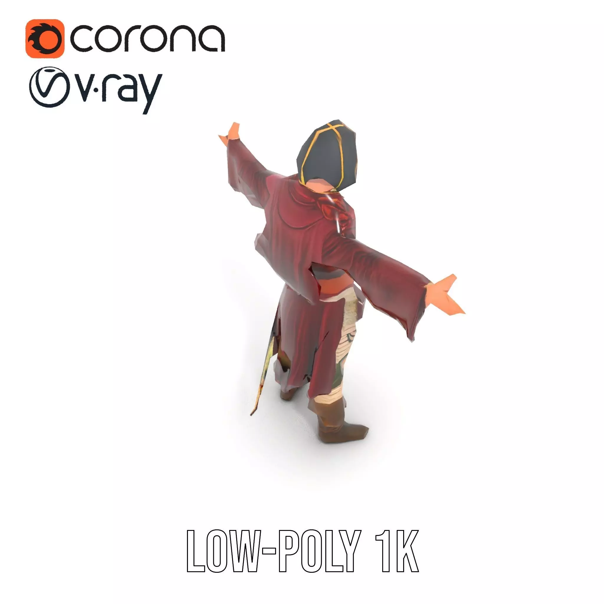 Pirate Character Model Pack with Detailed Garments Low-poly 3D model_31