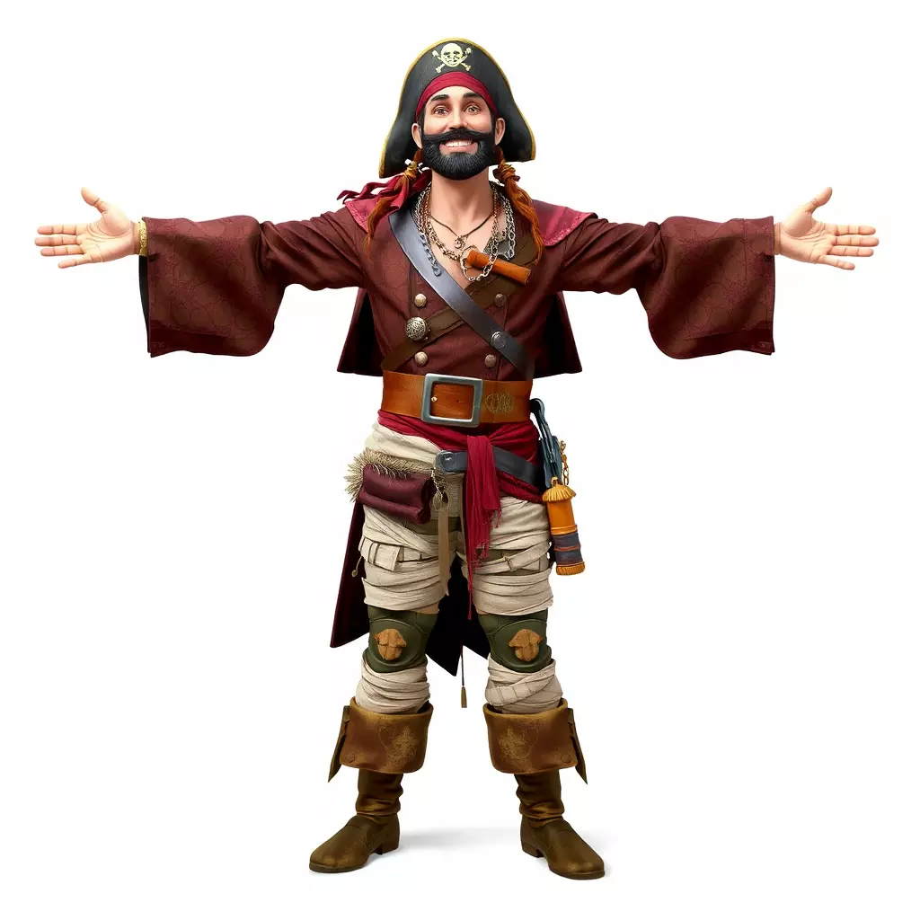 Pirate Character Model Pack with Detailed Garments Low-poly 3D model_3