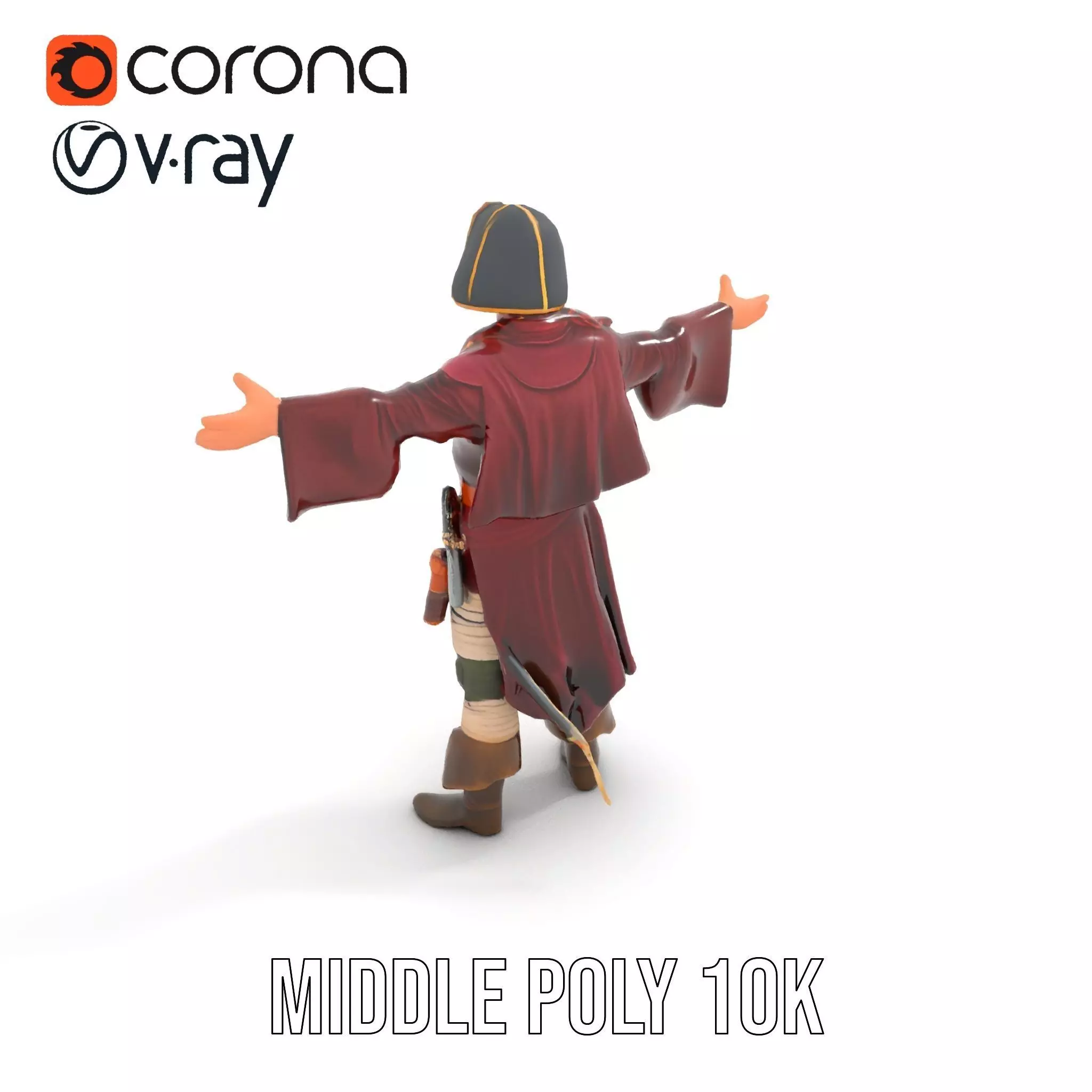 Pirate Character Model Pack with Detailed Garments Low-poly 3D model_16