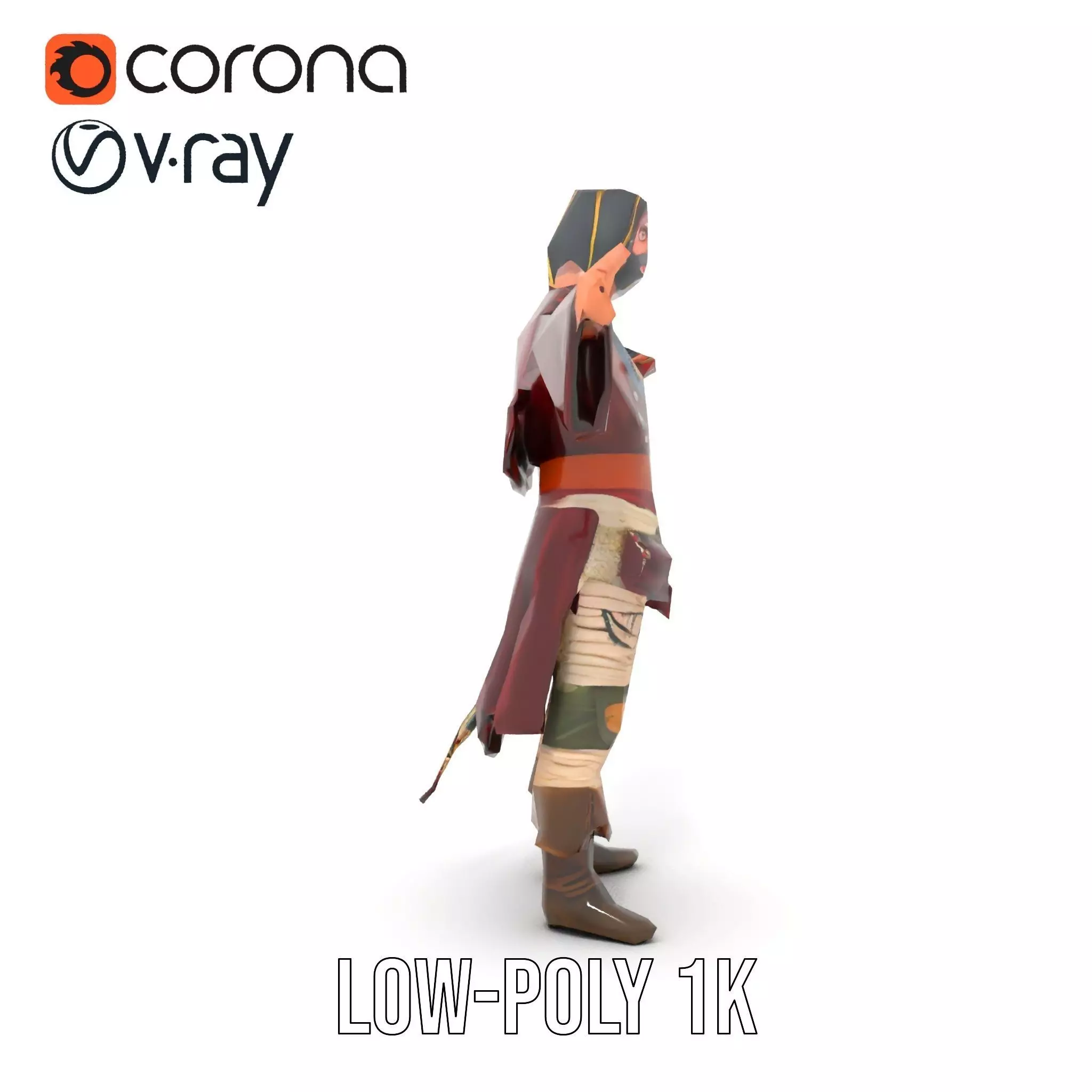 Pirate Character Model Pack with Detailed Garments Low-poly 3D model_15