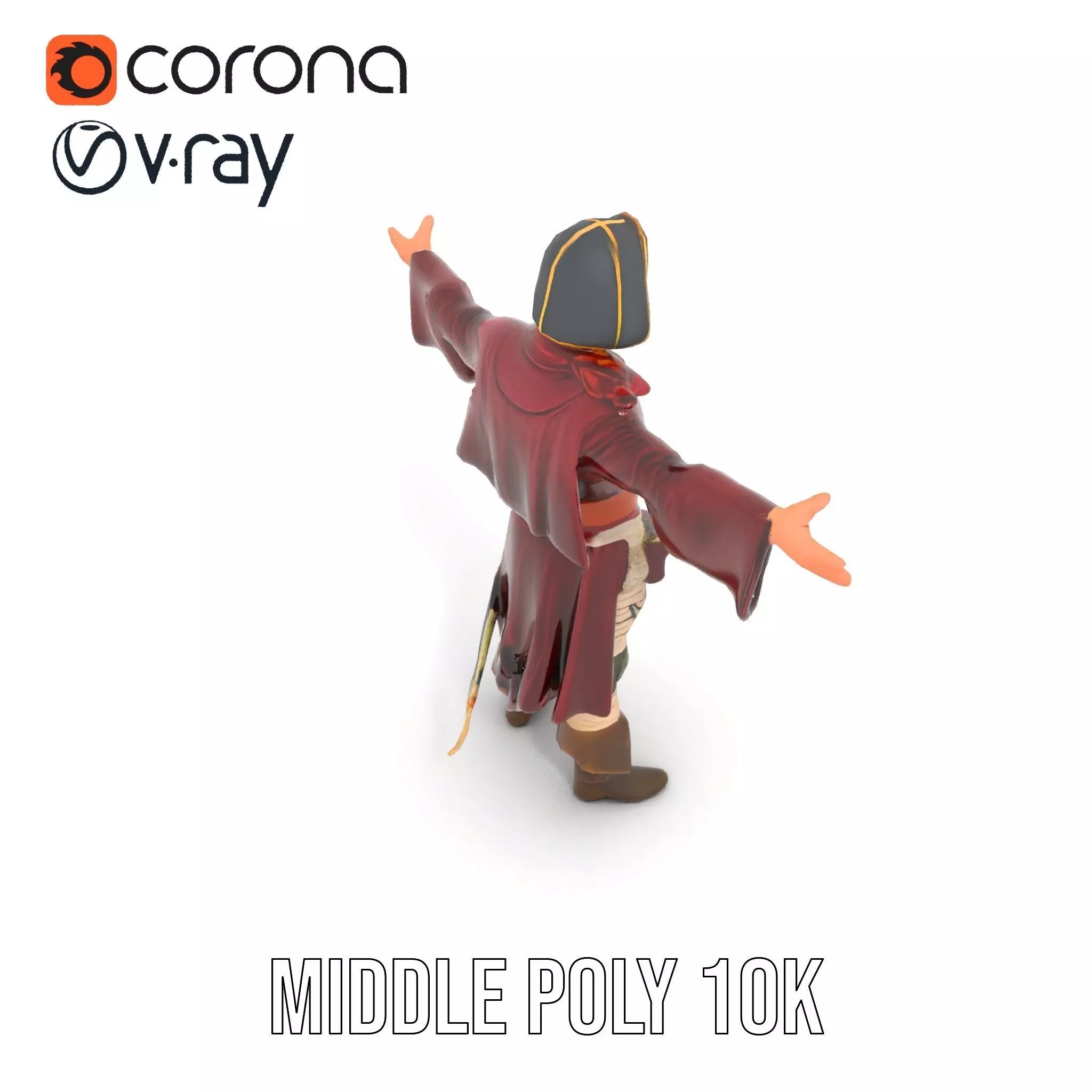 Pirate Character Model Pack with Detailed Garments Low-poly 3D model_6