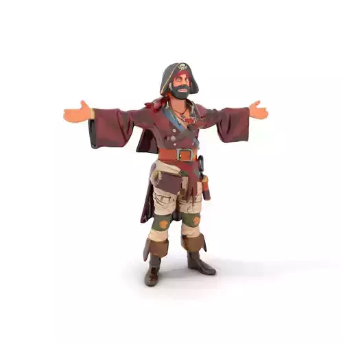 Pirate Character Model Pack with Detailed Garments Low-poly 3D model