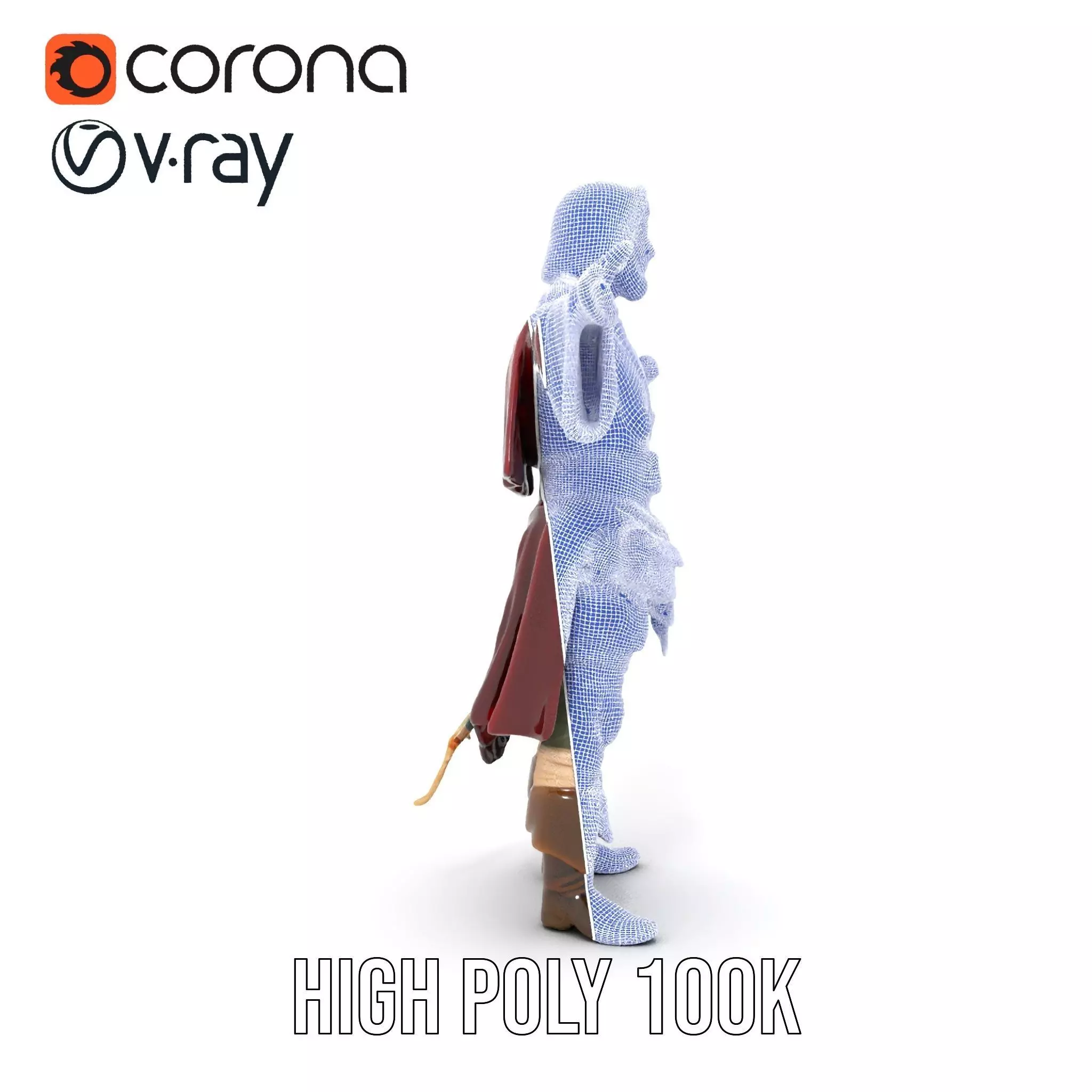 Pirate Character Model Pack with Detailed Garments Low-poly 3D model_34