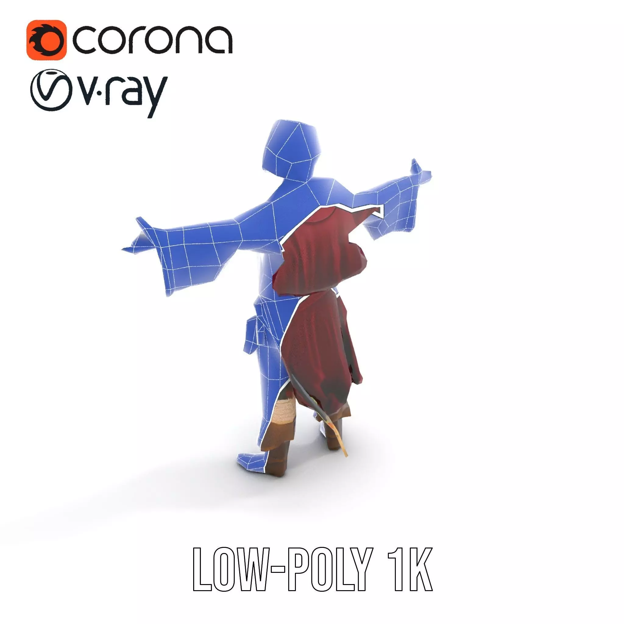 Pirate Character Model Pack with Detailed Garments Low-poly 3D model_17