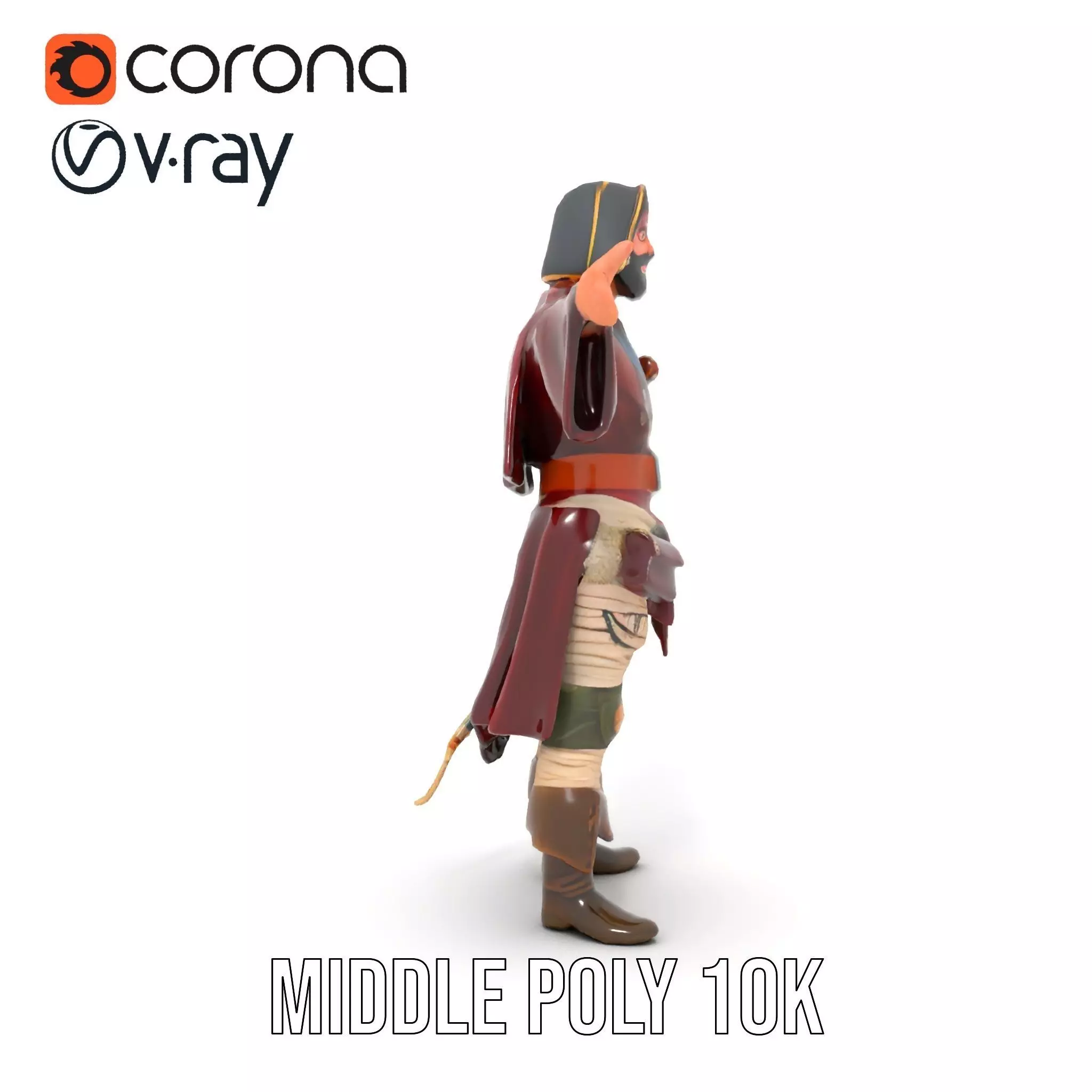 Pirate Character Model Pack with Detailed Garments Low-poly 3D model_14