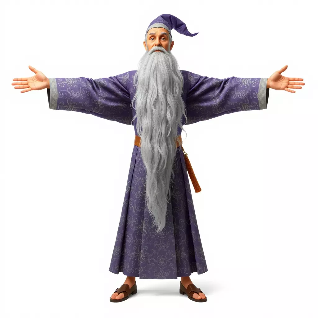 Wizard Character Model Pack with Detailed Robes and Beard Low-poly 3D model_2