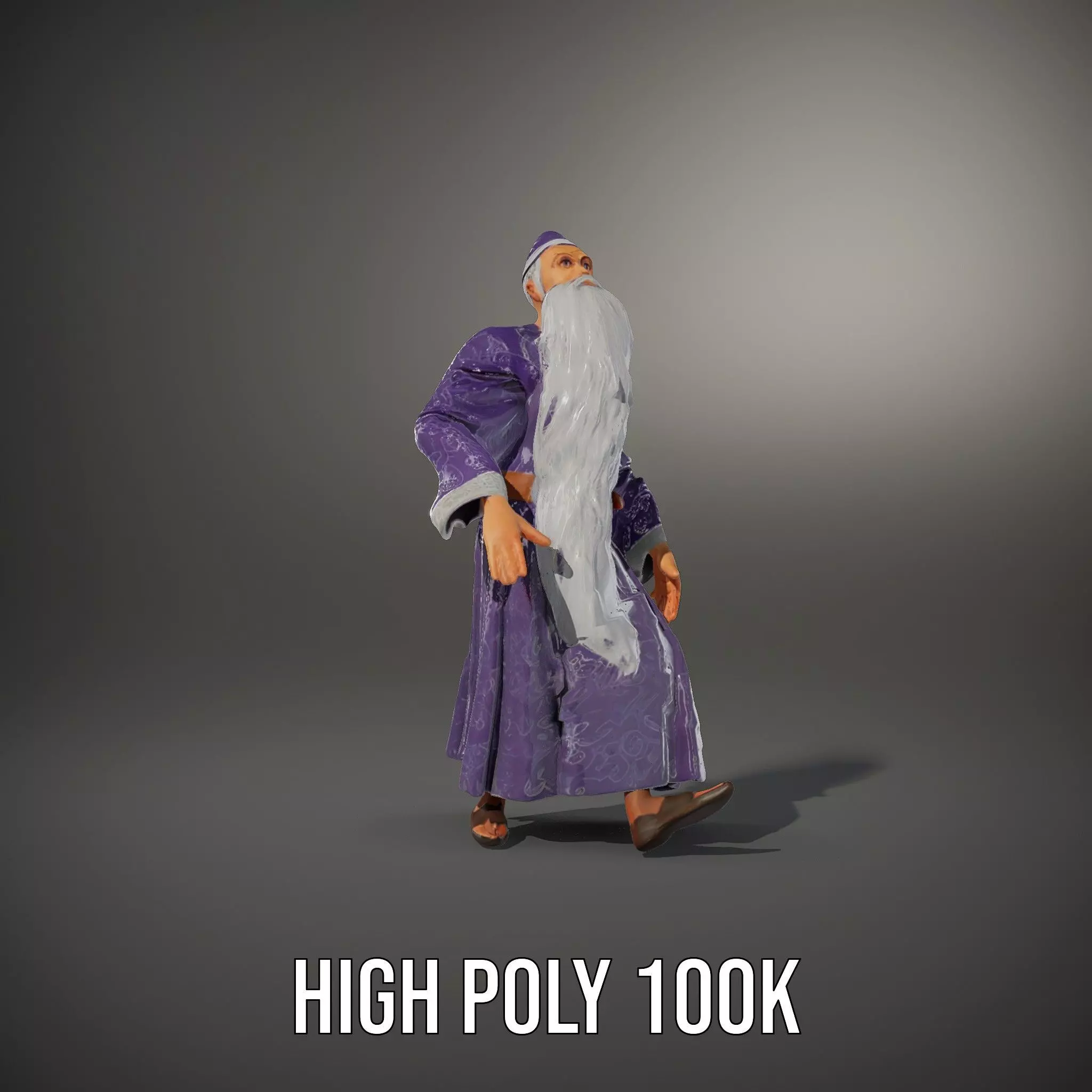 Wizard Character Model Pack with Detailed Robes and Beard Low-poly 3D model_34
