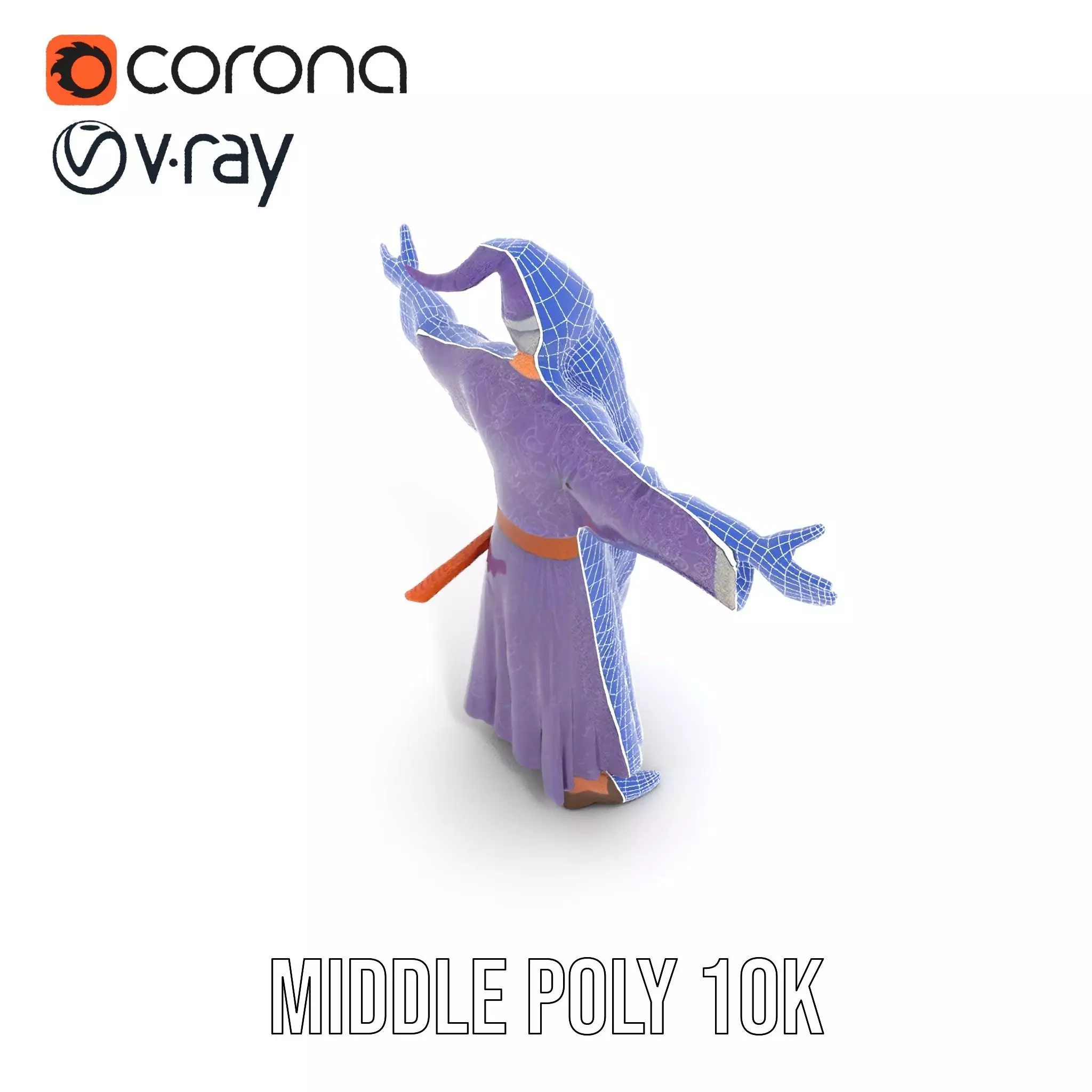 Wizard Character Model Pack with Detailed Robes and Beard Low-poly 3D model_29