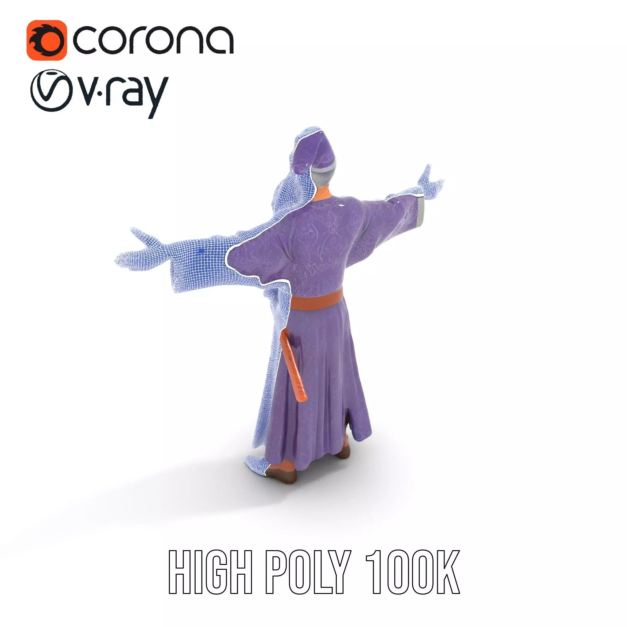 Wizard Character Model Pack with Detailed Robes and Beard Low-poly 3D model_16