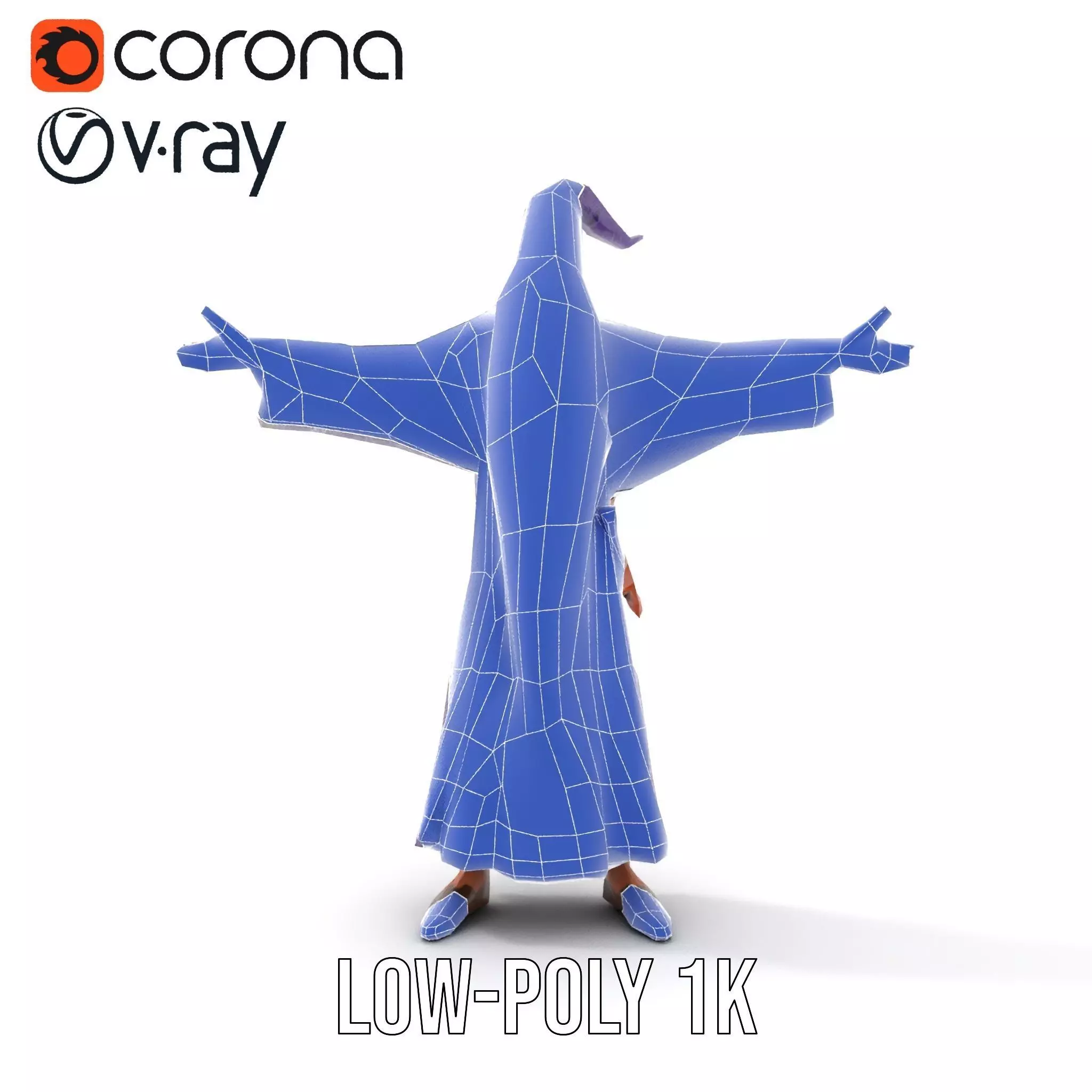 Wizard Character Model Pack with Detailed Robes and Beard Low-poly 3D model_18