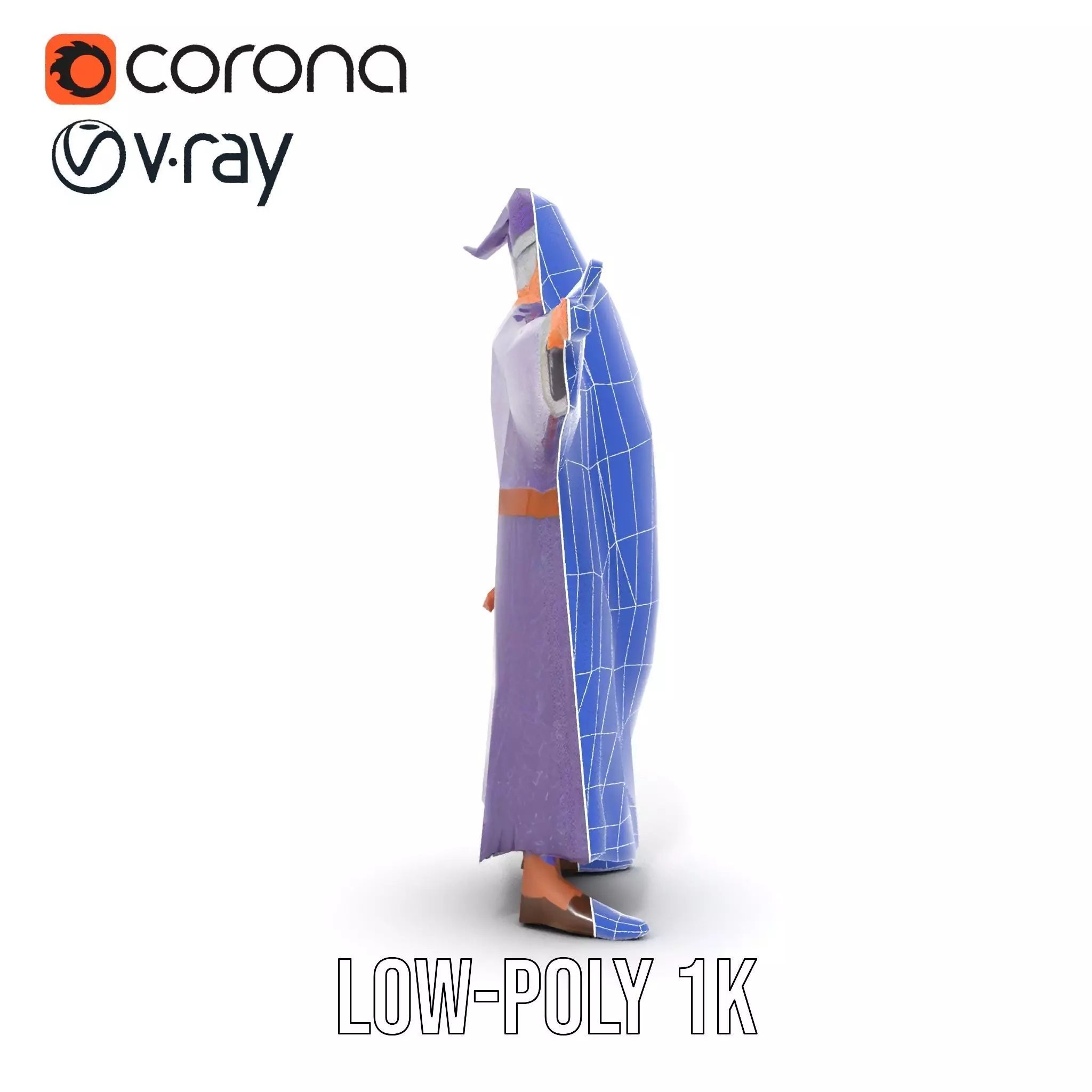 Wizard Character Model Pack with Detailed Robes and Beard Low-poly 3D model_24