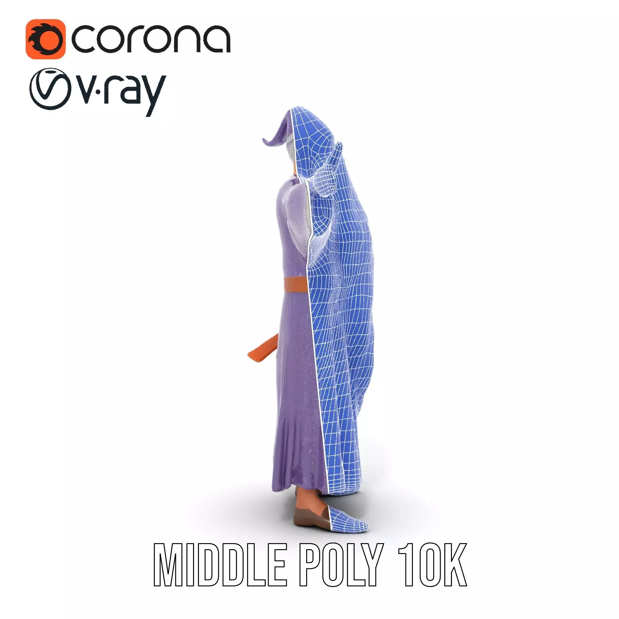 Wizard Character Model Pack with Detailed Robes and Beard Low-poly 3D model_26