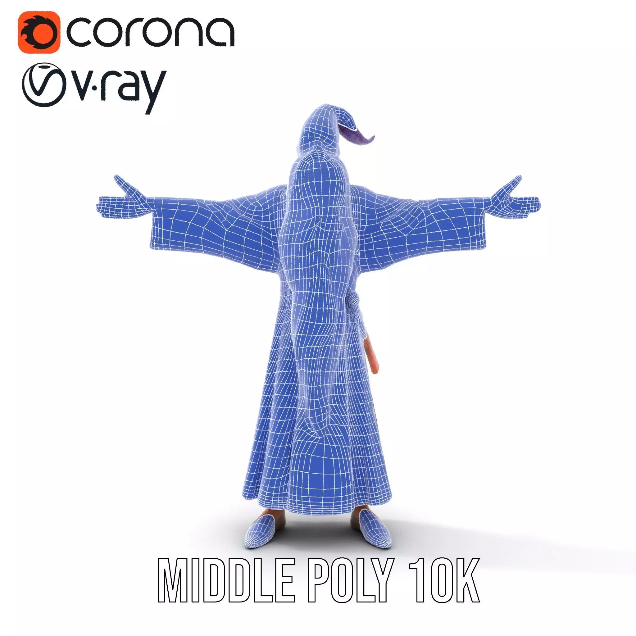 Wizard Character Model Pack with Detailed Robes and Beard Low-poly 3D model_20