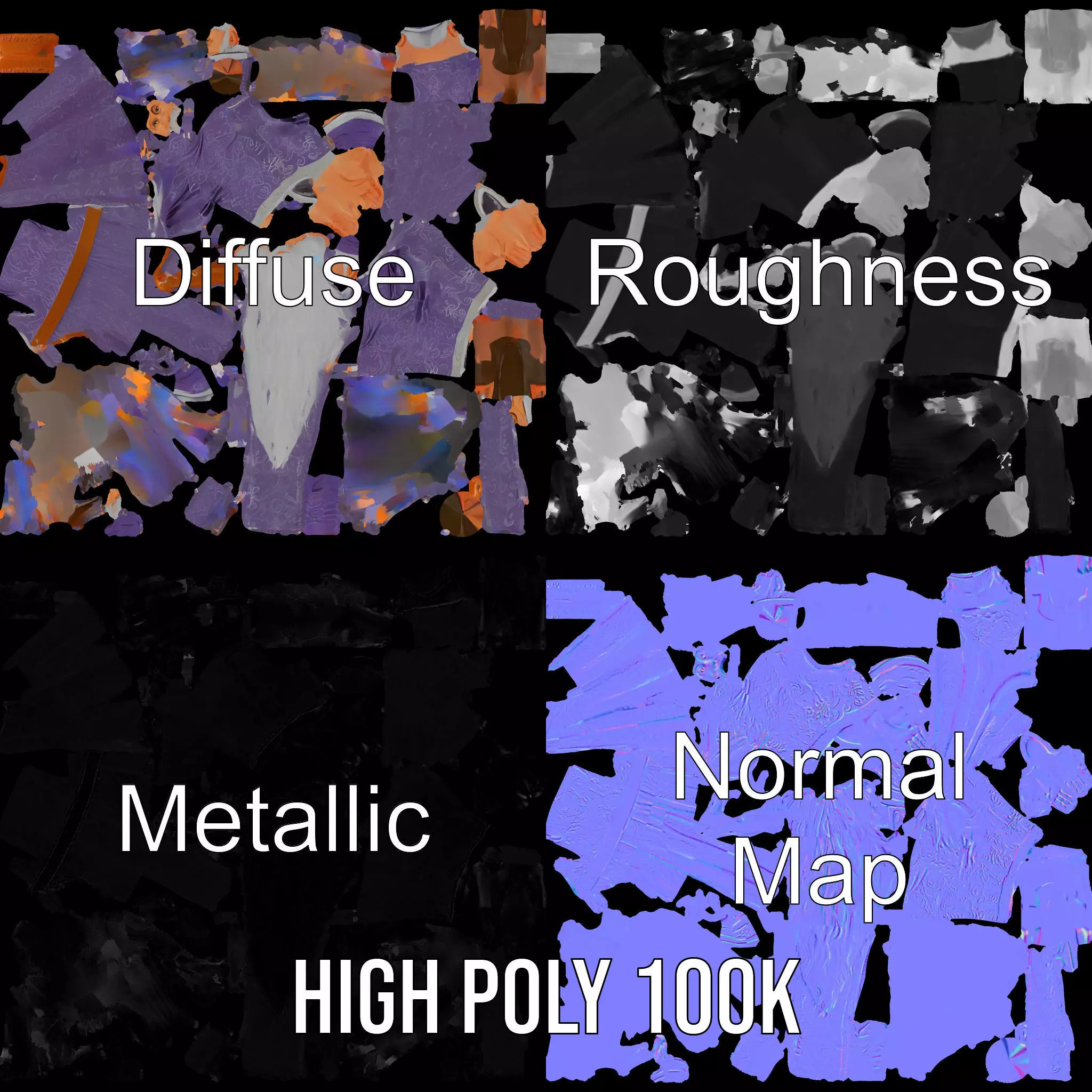 Wizard Character Model Pack with Detailed Robes and Beard Low-poly 3D model_3