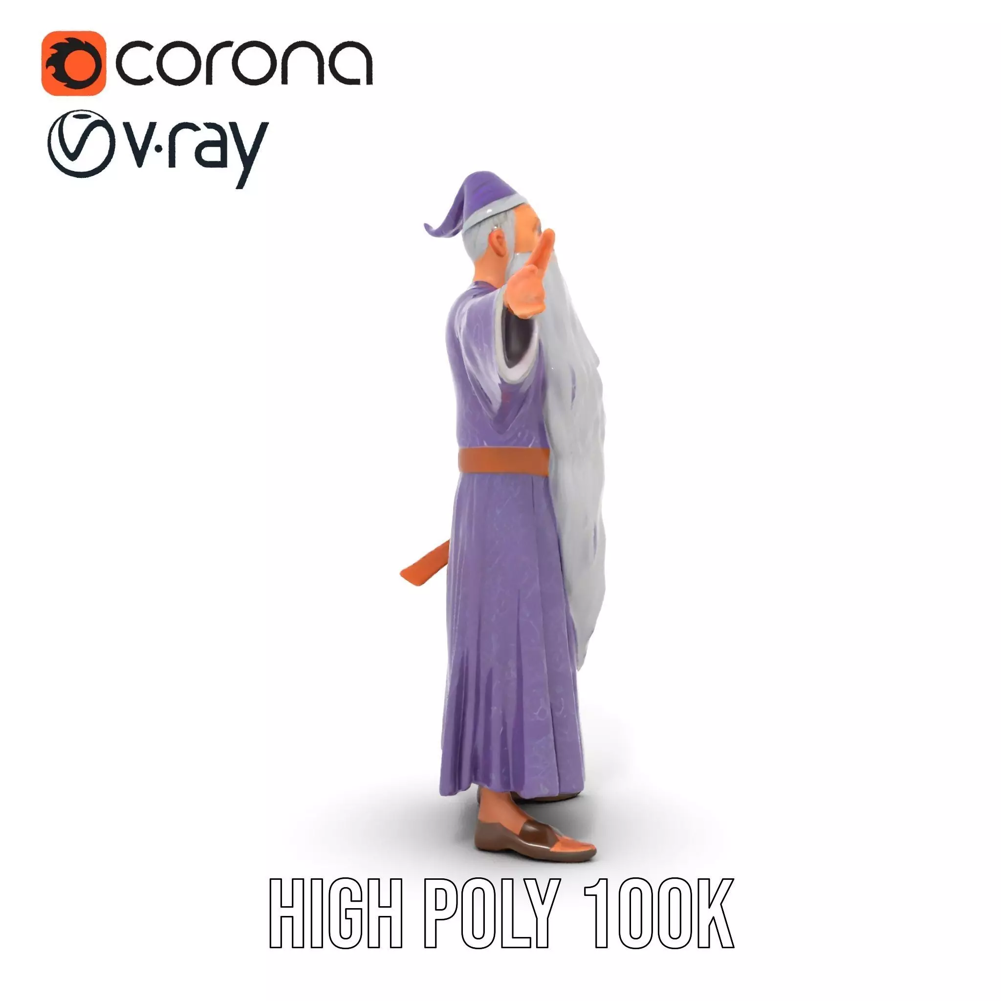 Wizard Character Model Pack with Detailed Robes and Beard Low-poly 3D model_28