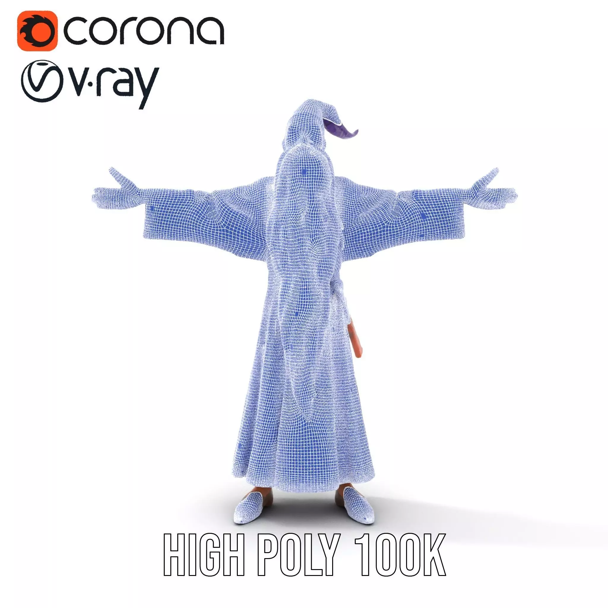 Wizard Character Model Pack with Detailed Robes and Beard Low-poly 3D model_31