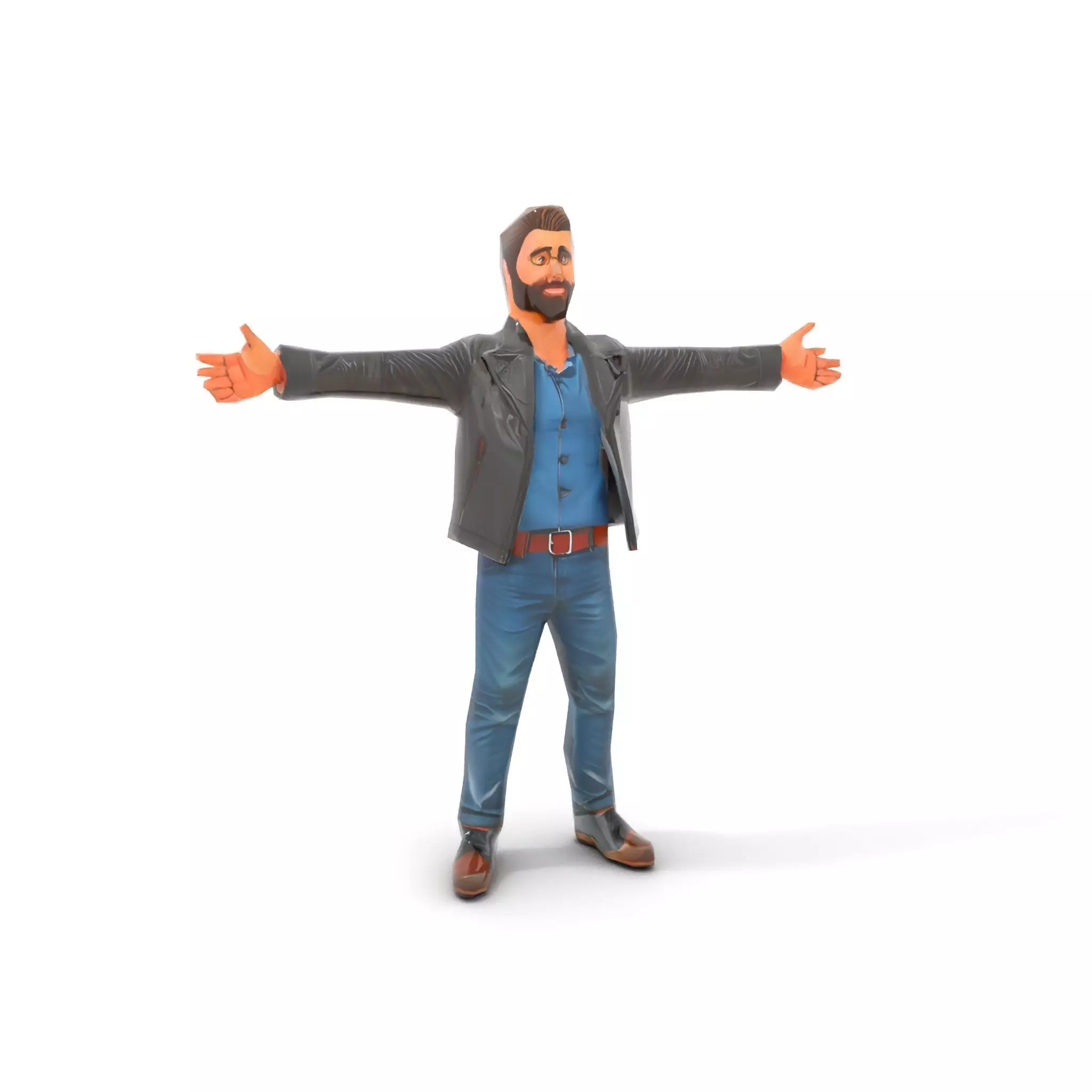 Stylish Male Character in Leather Jacket Model Pack Low-poly 3D model_19