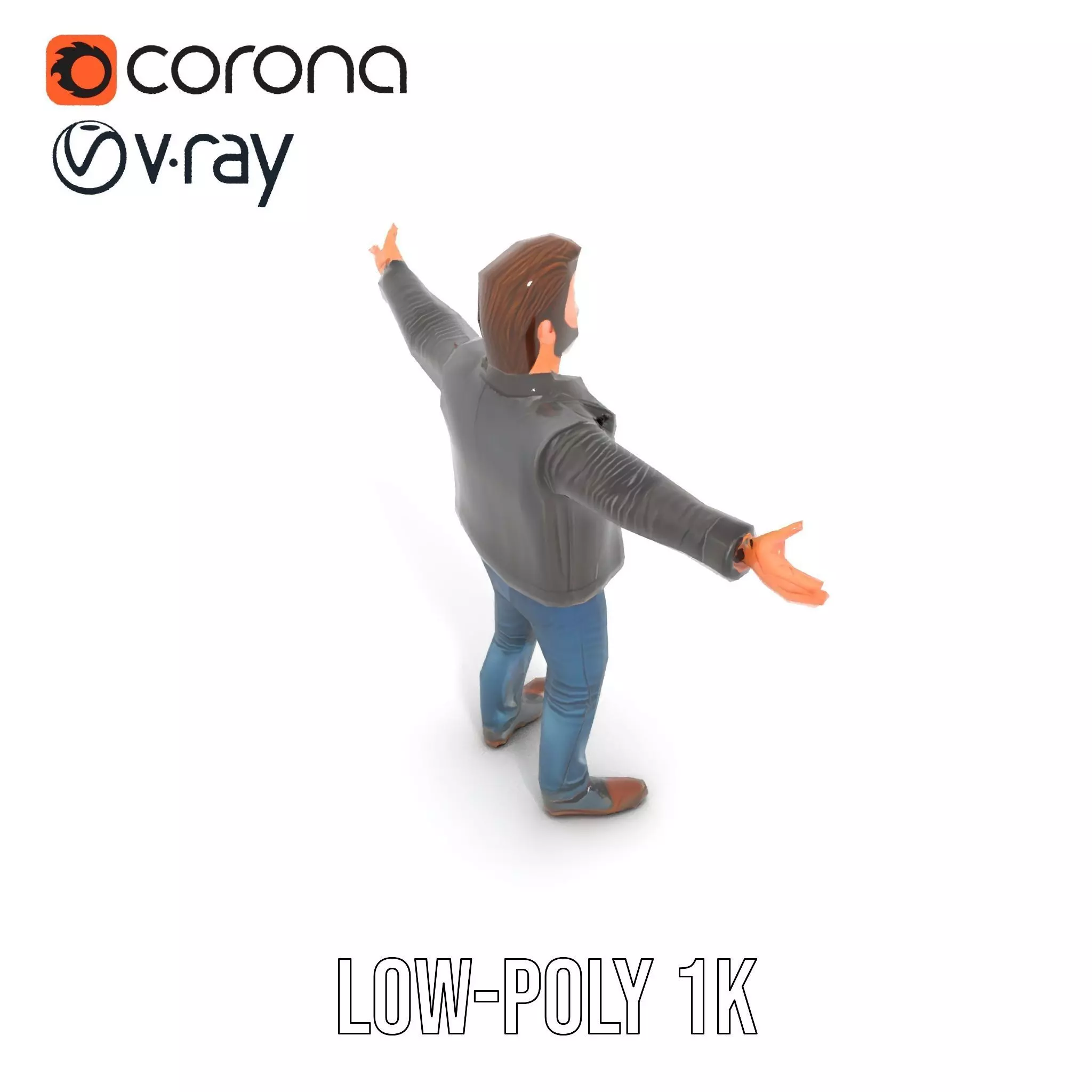 Stylish Male Character in Leather Jacket Model Pack Low-poly 3D model_7