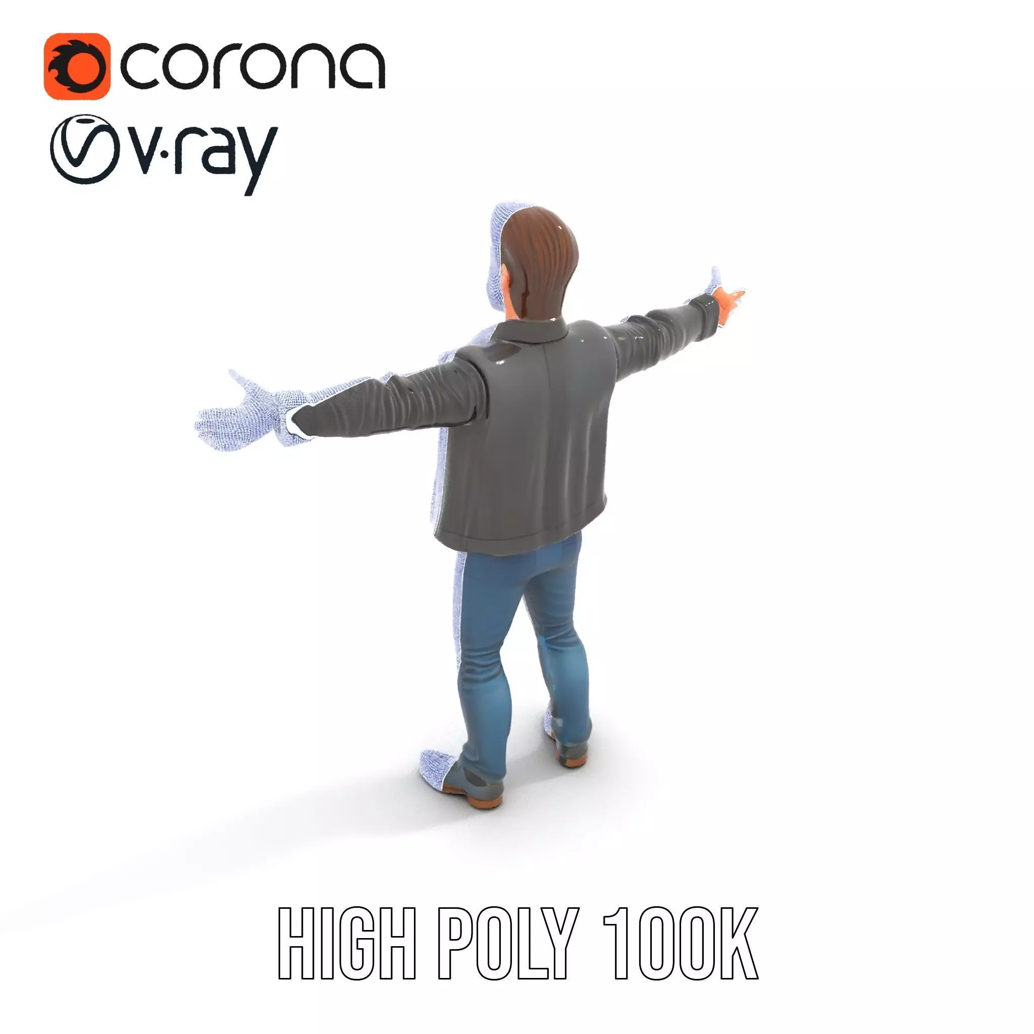 Stylish Male Character in Leather Jacket Model Pack Low-poly 3D model_32