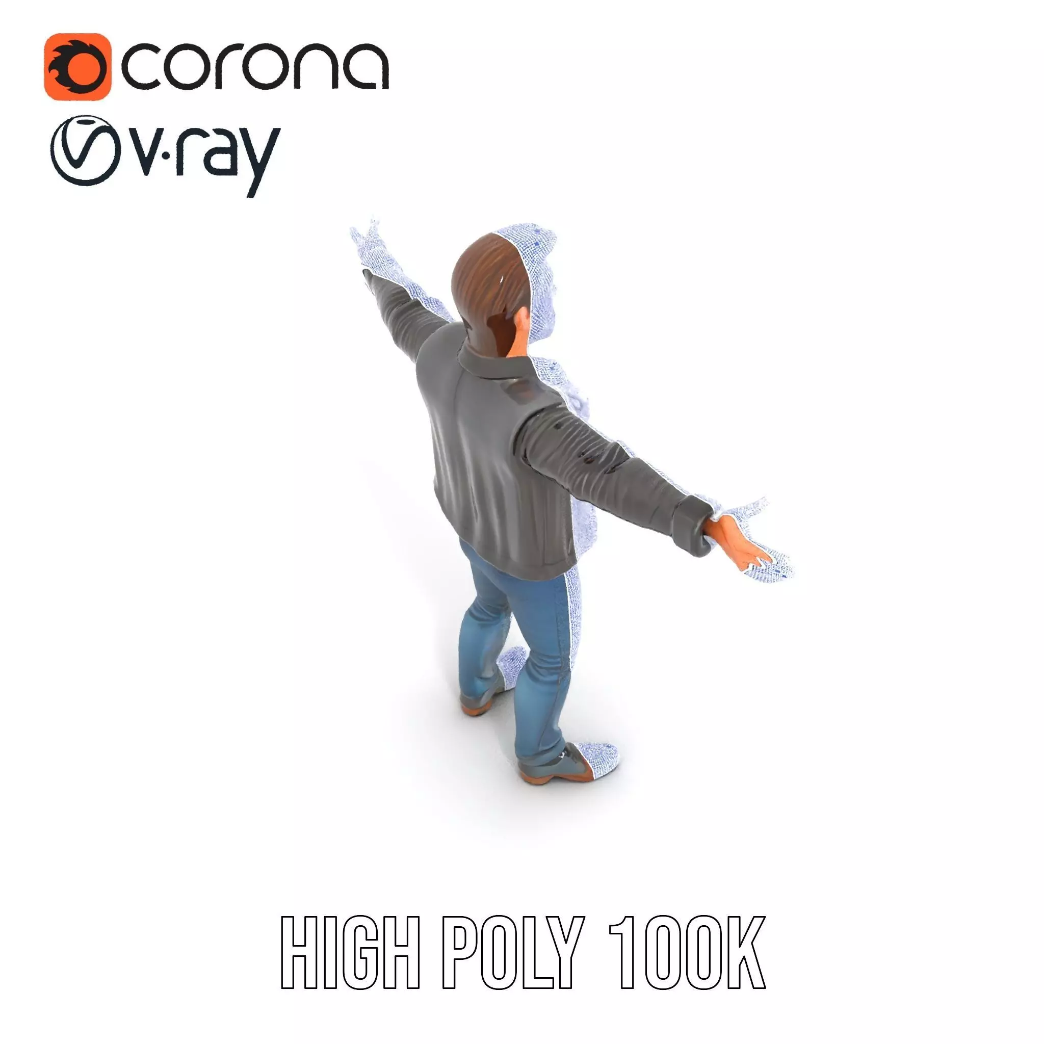 Stylish Male Character in Leather Jacket Model Pack Low-poly 3D model_22