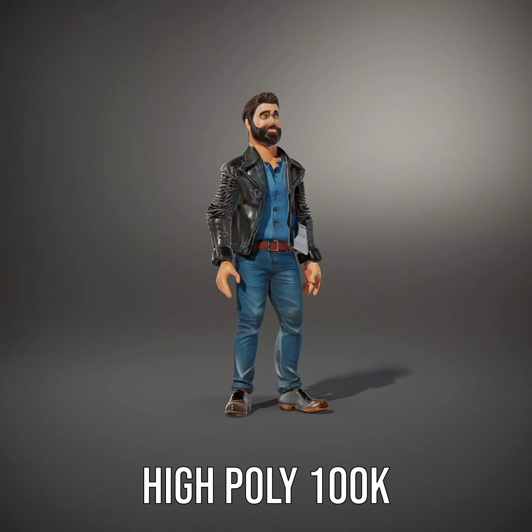 Stylish Male Character in Leather Jacket Model Pack Low-poly 3D model_33