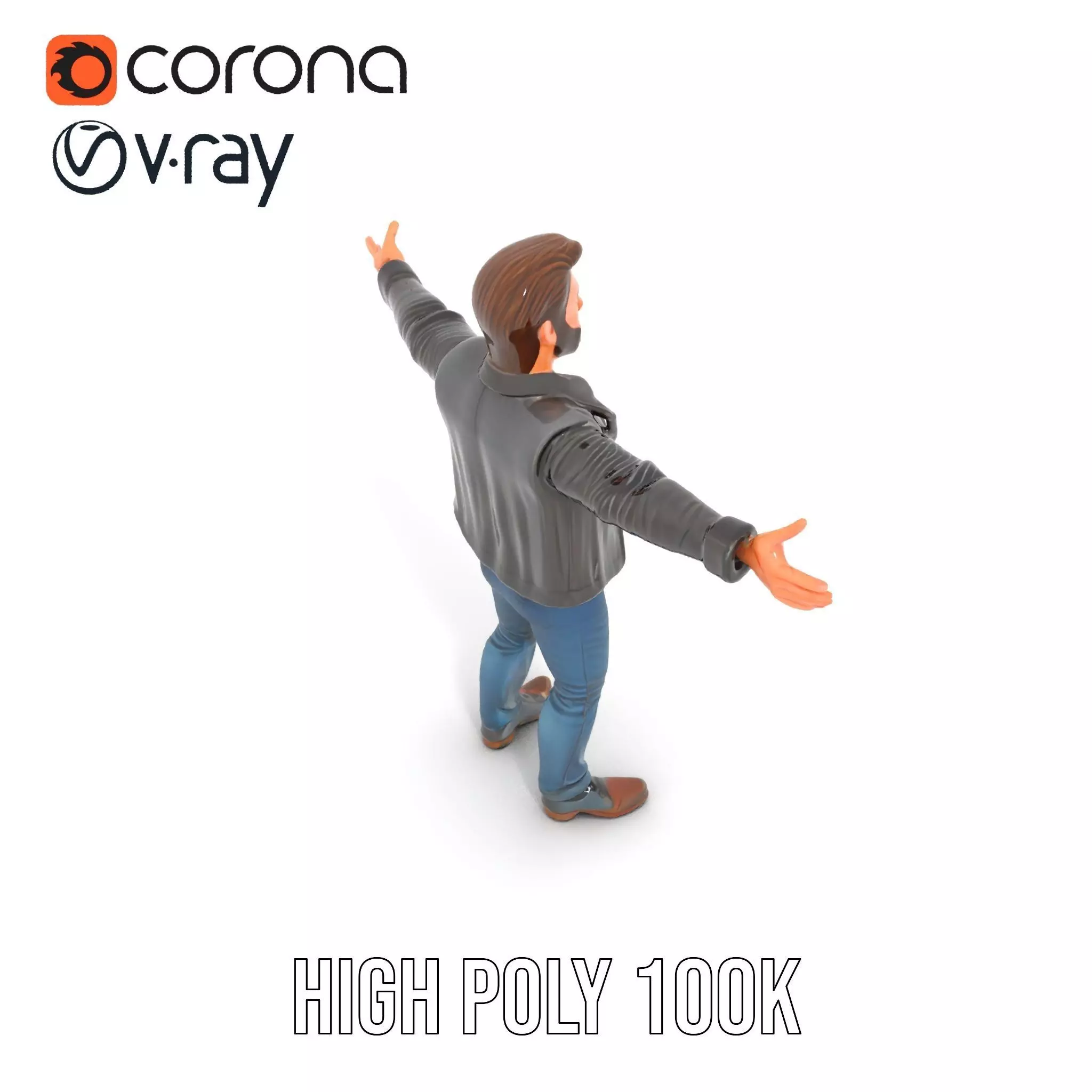 Stylish Male Character in Leather Jacket Model Pack Low-poly 3D model_14