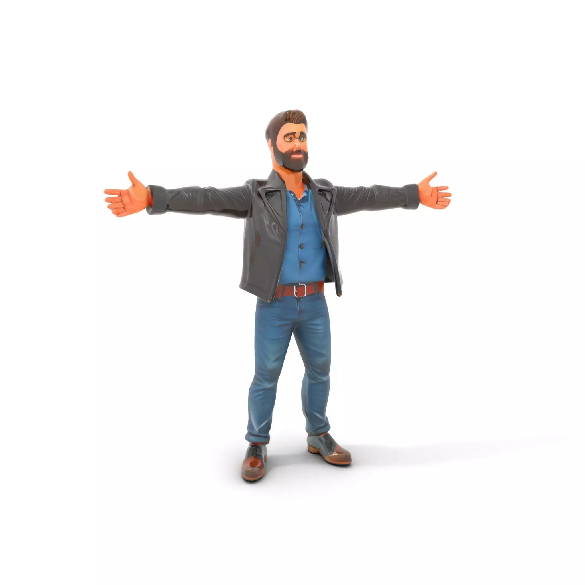 Stylish Male Character in Leather Jacket Model Pack Low-poly 3D model_12