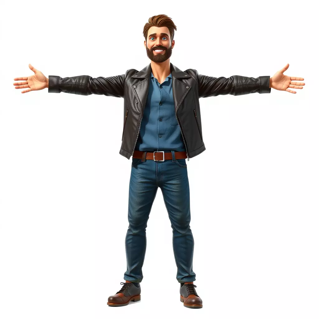 Stylish Male Character in Leather Jacket Model Pack Low-poly 3D model_2
