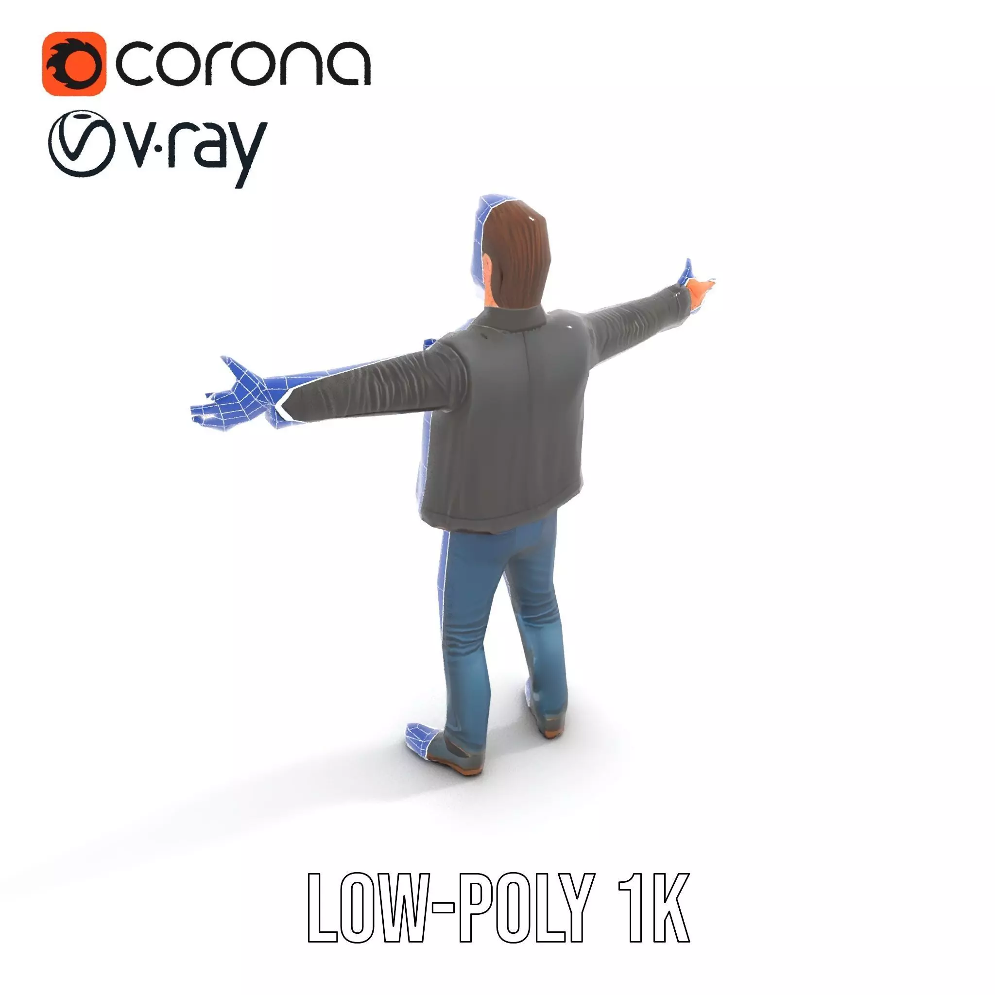 Stylish Male Character in Leather Jacket Model Pack Low-poly 3D model_16